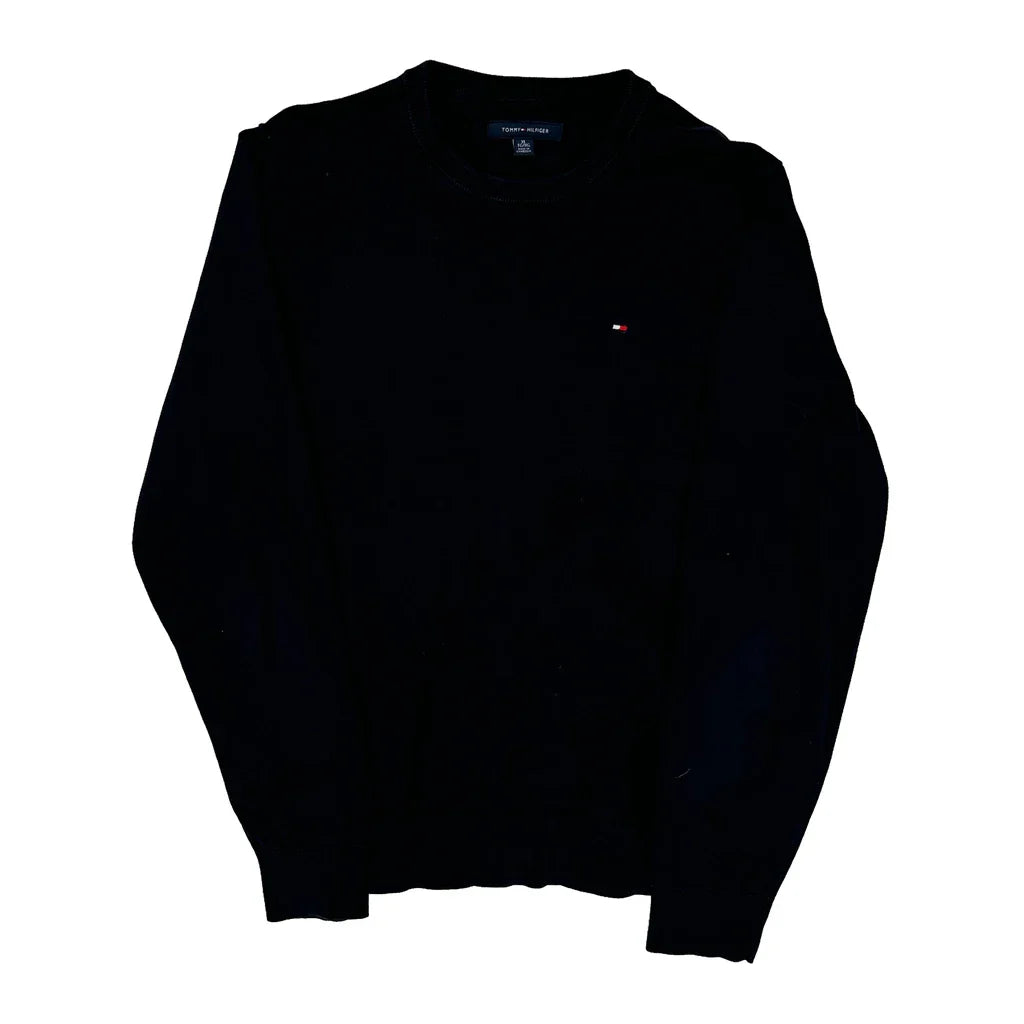 Tommy Hilfiger Jumper - XL Black Cotton Refurbished - Thrifted (note: this is a term often used to describe second- refurbished available on Cerqular