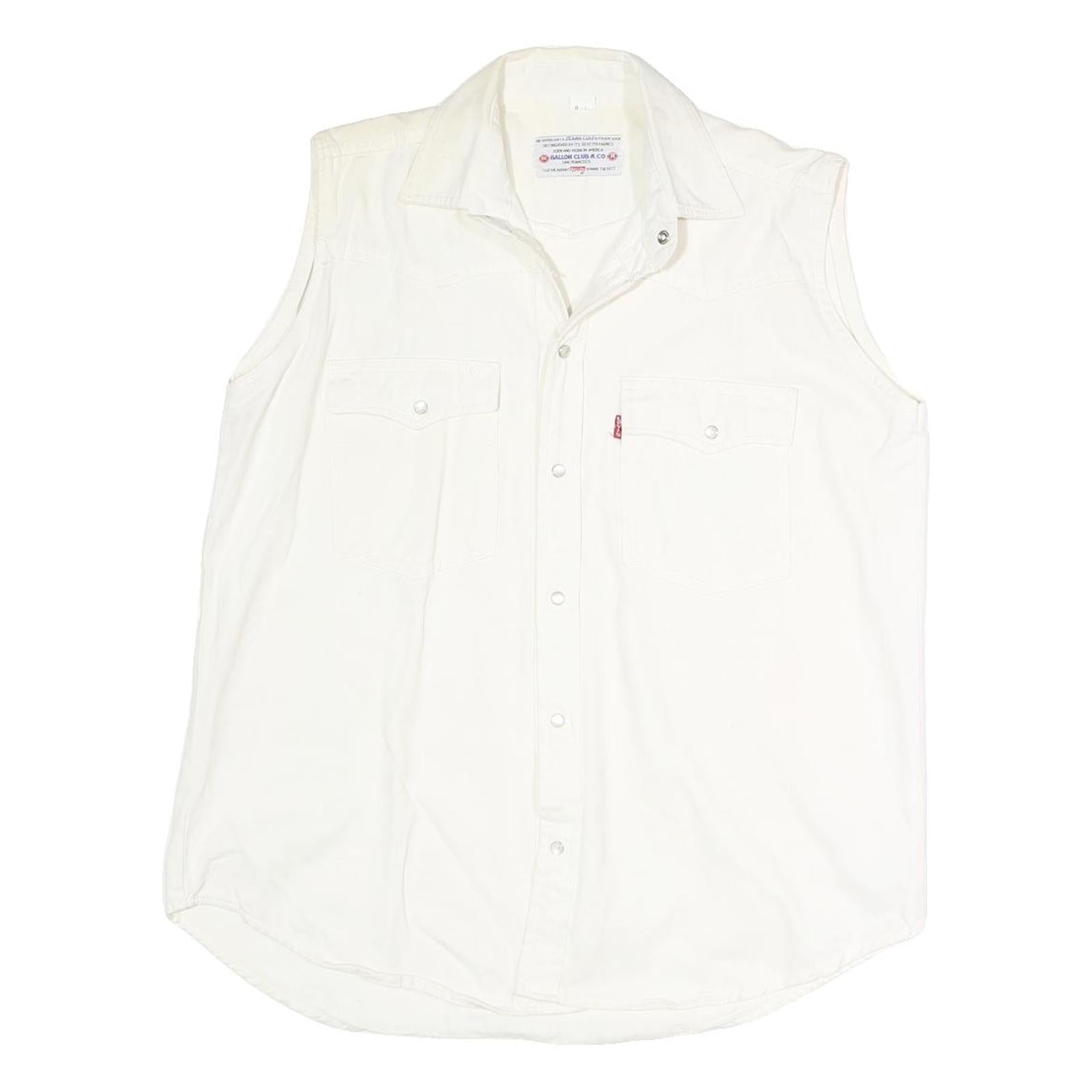 BALLON CLUB & CO Womens White Sleeveless Shirt Button Neck Top L Cotton Blend Refurbished - N/A refurbished available on Cerqular
