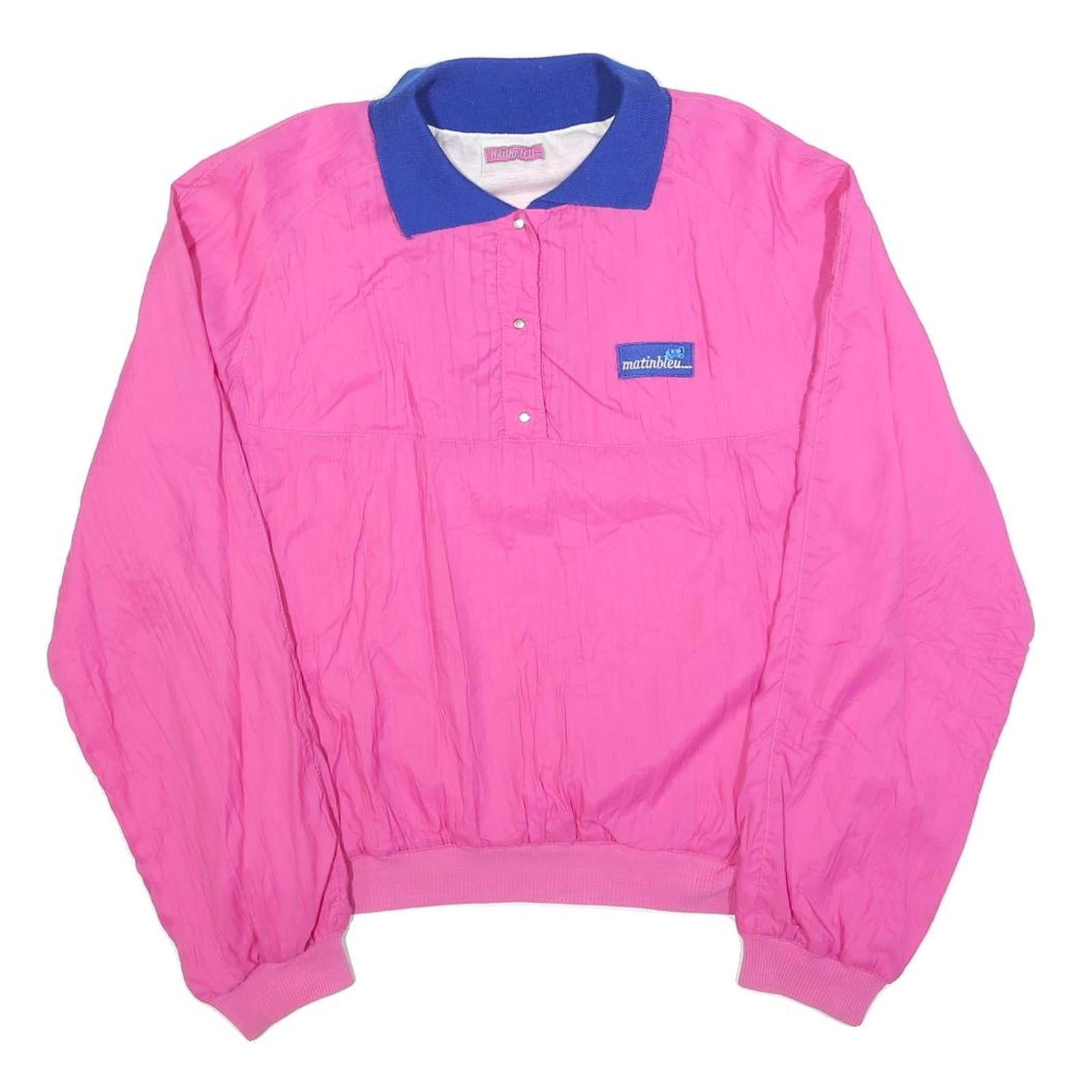 MATINBLEU Womens Pink & Blue Collared M Sweatshirt Vintage Retro Pullover Refurbished - N/A refurbished available on Cerqular