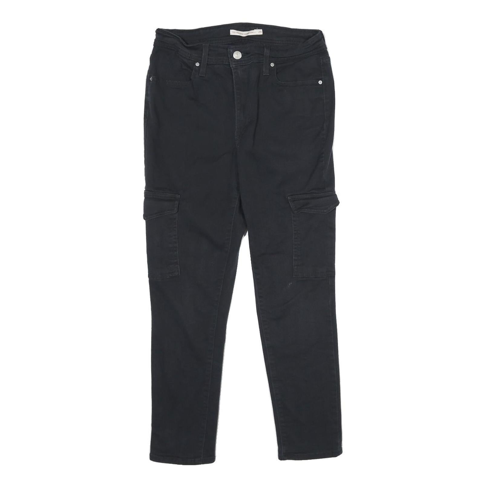 LEVI'S Womens Cotton Blend Black Slim Straight Trousers W29 L26 Cargo Pocket Zip Refurbished - N/A refurbished available on Cerqular