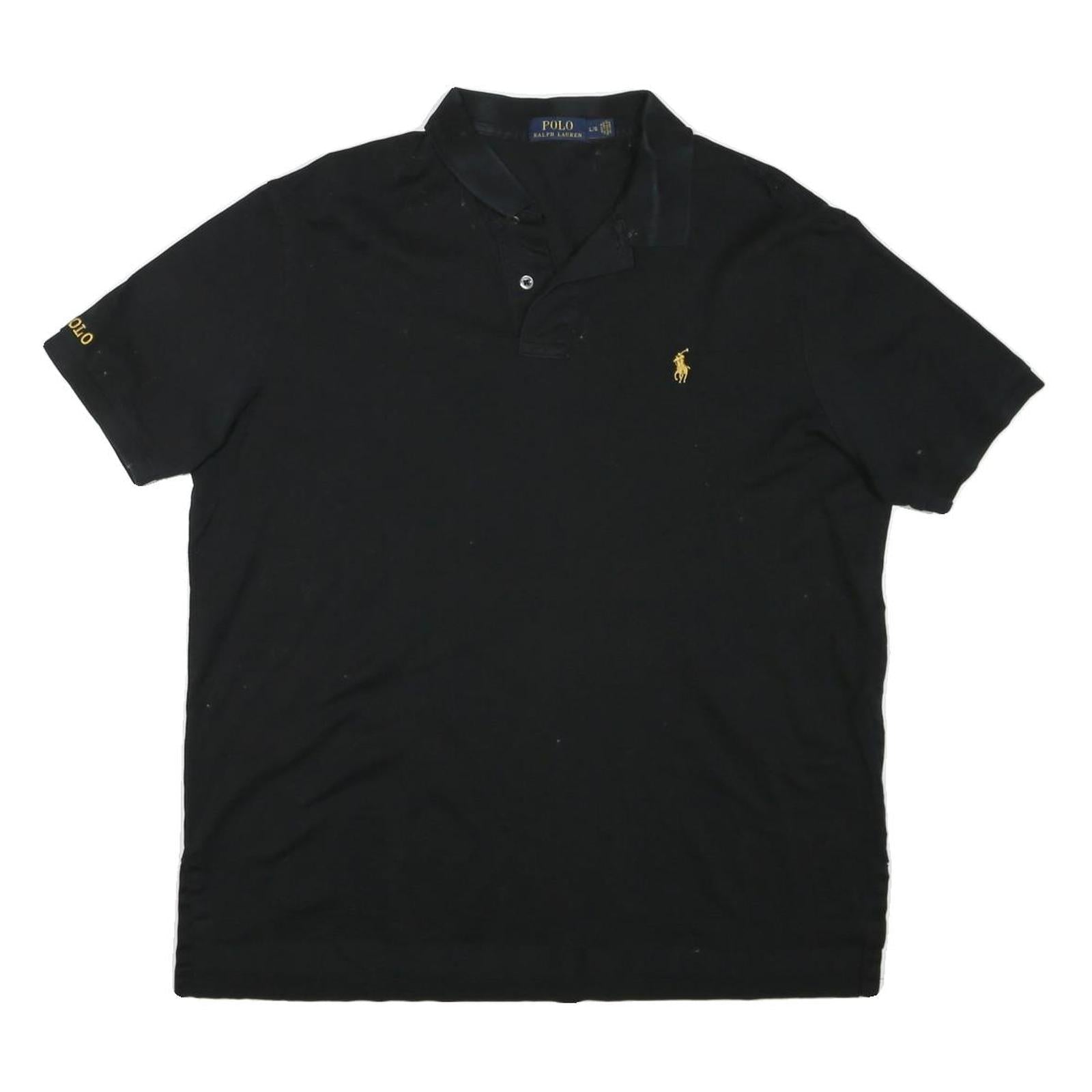 POLO RALPH LAUREN Mens Black & Yellow Short Sleeve Plain L Cotton Blend Polo Refurbished - N/A refurbished available on Cerqular