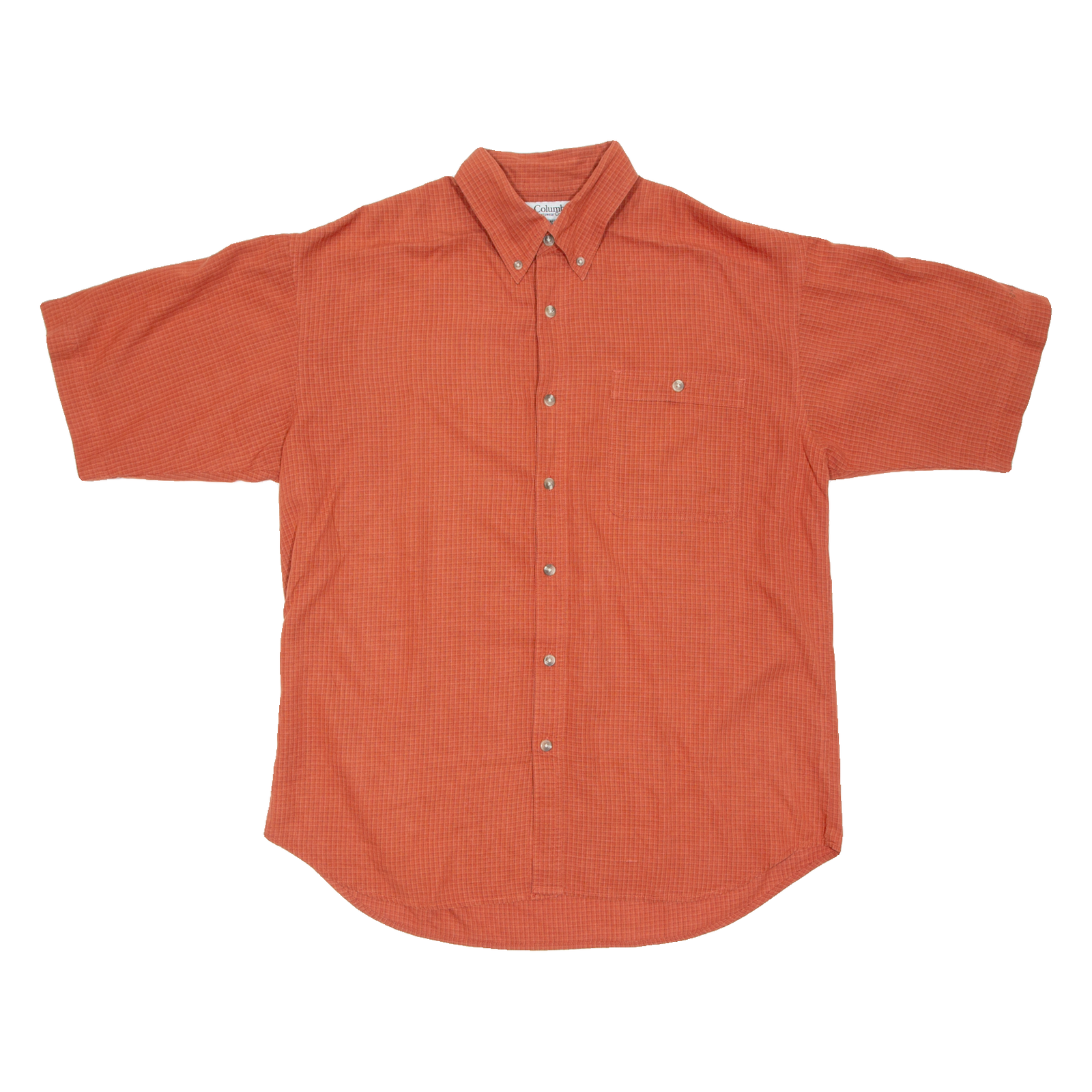 COLUMBIA Mens Shirt Orange Viscose Check L Refurbished - N/A refurbished available on Cerqular