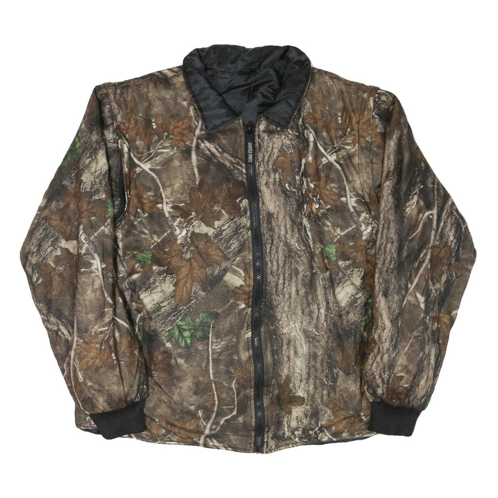 Mens Beige Brown Camouflage Reversible Zip Jacket XL Polyester Blend Outdoor Refurbished - N/A refurbished available on Cerqular