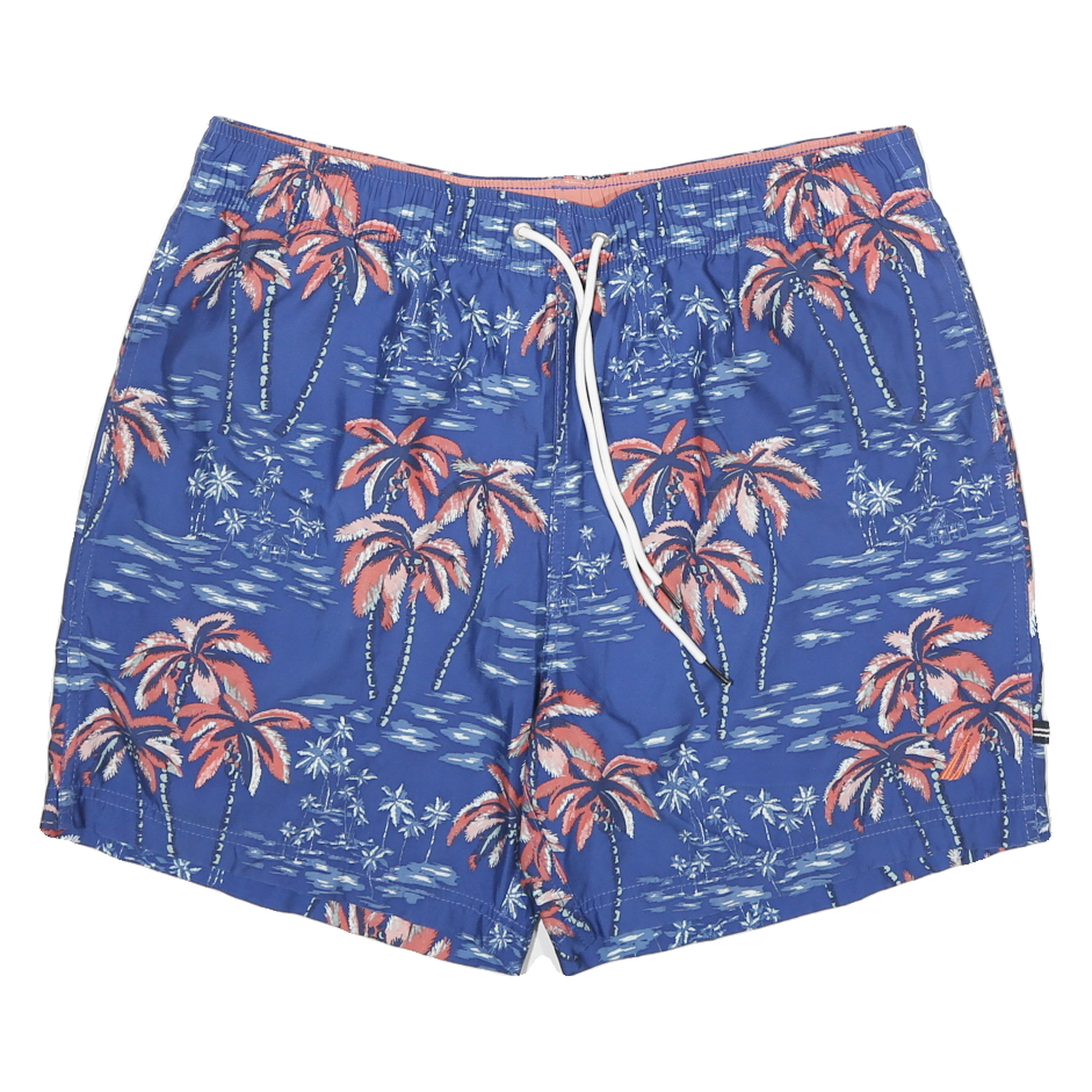 NAUTICA Mens Shorts Blue & Coral Palm Tree Print L W32 Summer Beach Swimwear Refurbished - N/A refurbished available on Cerqular