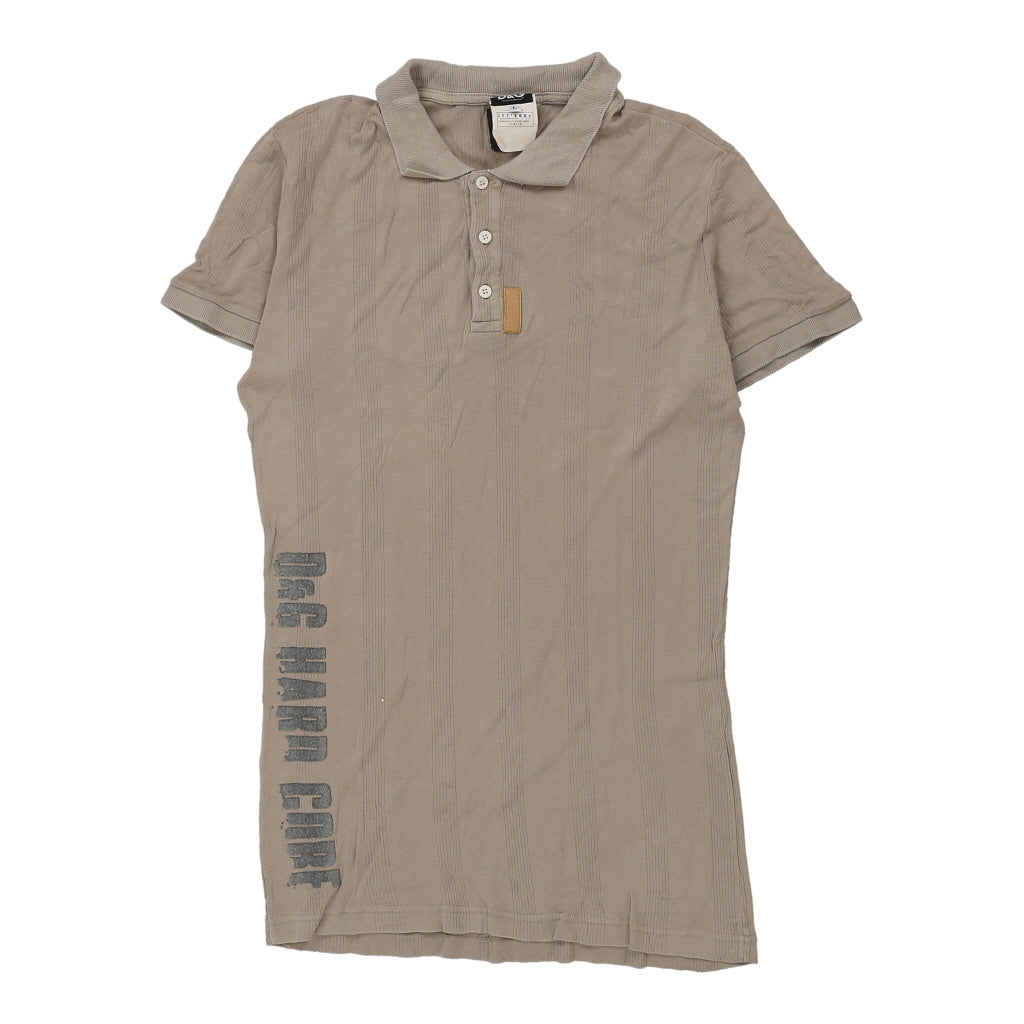 Dolce & Gabbana Spellout Polo Shirt - Large Beige Cotton Refurbished - Thrifted (note: this is a term often used to describe second- refurbished available on Cerqular