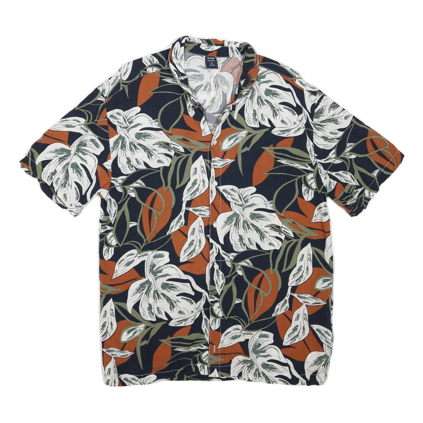 KIABI Mens Black & Rust Floral Pattern Shirt M Cotton Blend Short Sleeve Casual Refurbished - N/A refurbished available on Cerqular
