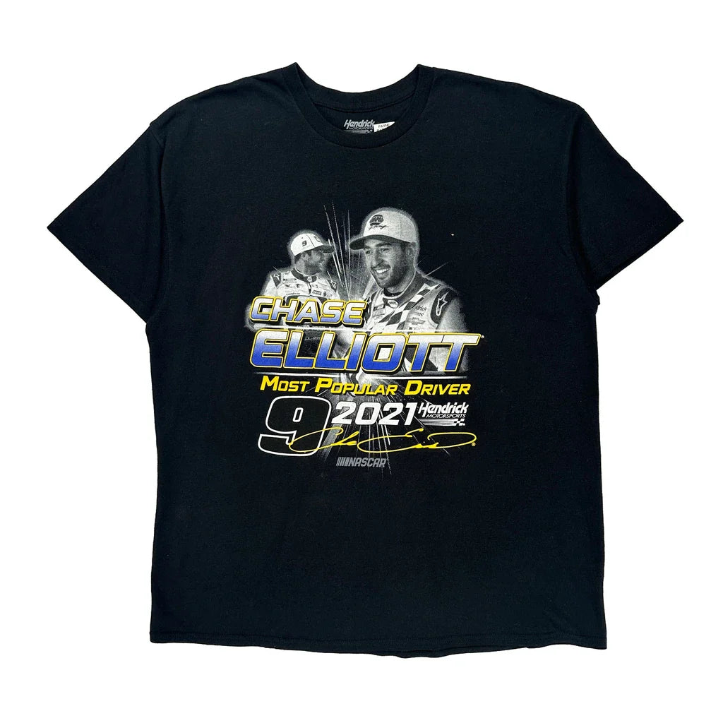 Chase Elliott Hendrick Motorsports Nascar T-Shirt - XL Black Cotton Refurbished - Thrifted (note: this is a term often used to describe second- refurbished available on Cerqular