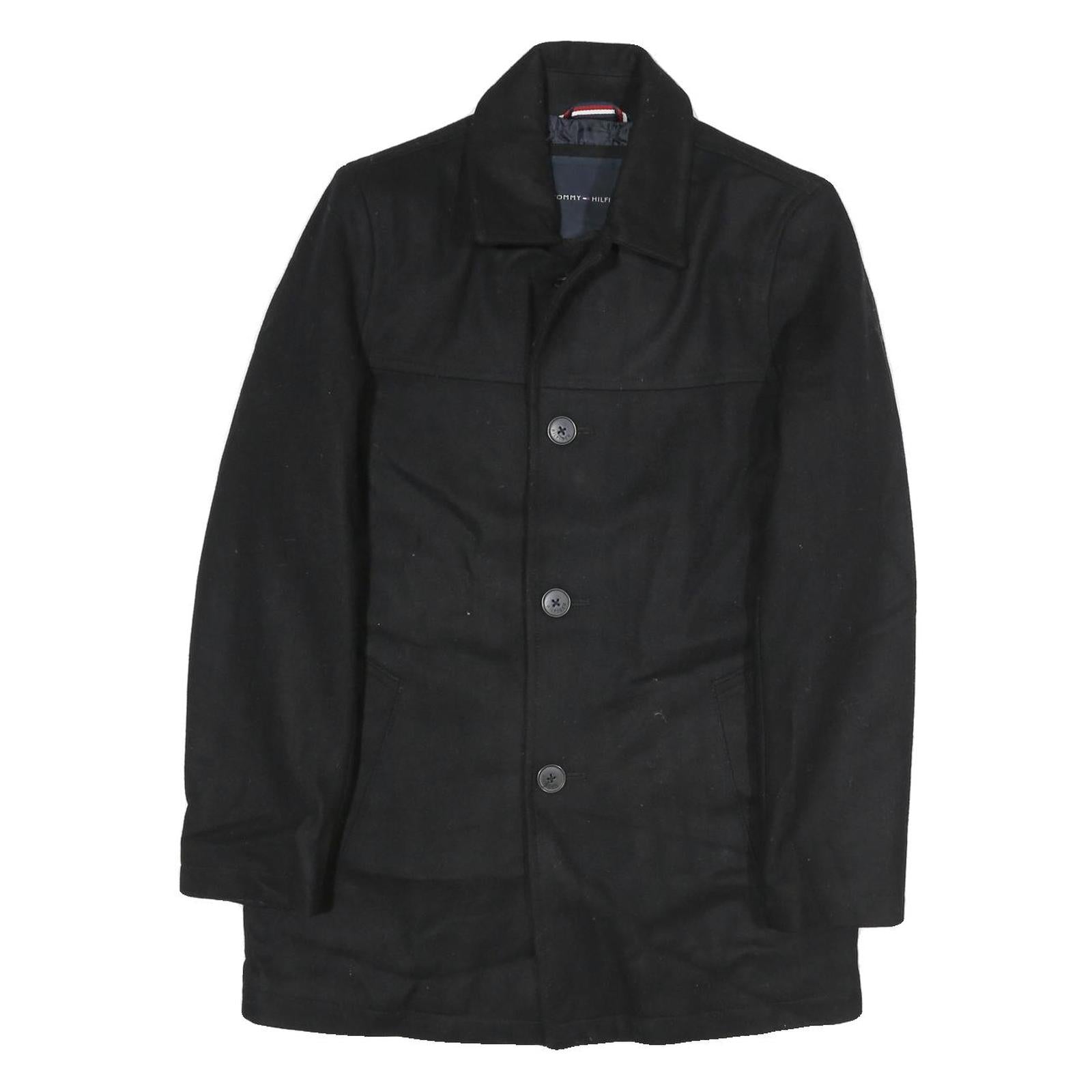 TOMMY HILFIGER Mens Black Cotton Classic Jacket XS Button Plain Stylish Winter Refurbished - N/A refurbished available on Cerqular
