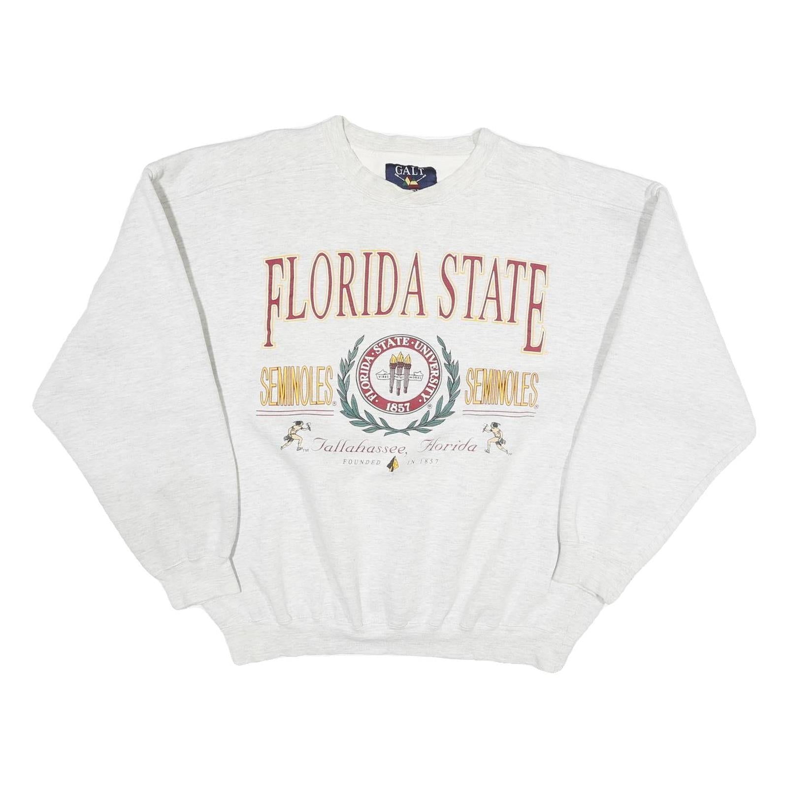 GALT Mens White Florida State Crew Neck L Cotton University Sweatshirt Refurbished - N/A refurbished available on Cerqular