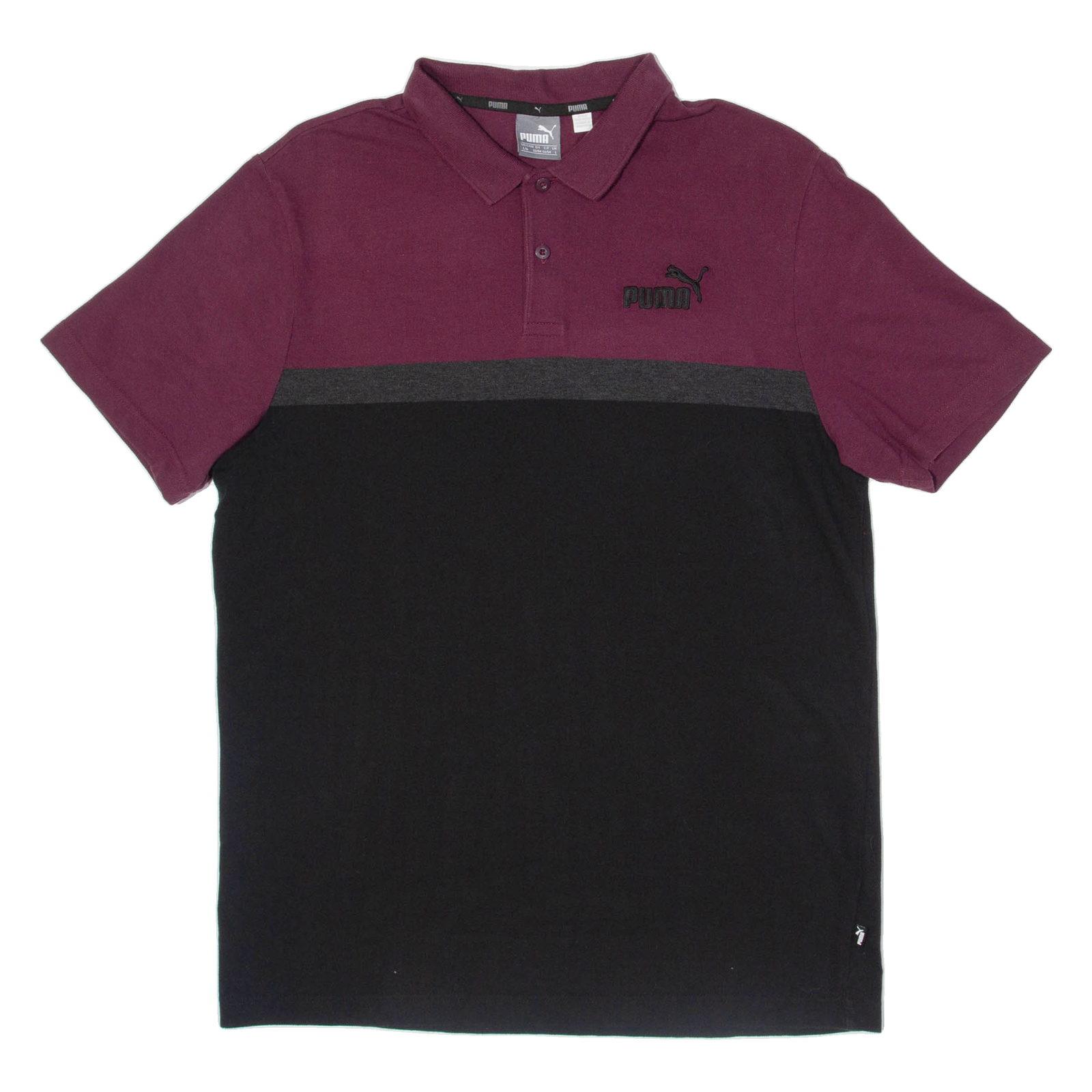 PUMA Mens Polo Shirt Black Colourblock L Refurbished - N/A refurbished available on Cerqular