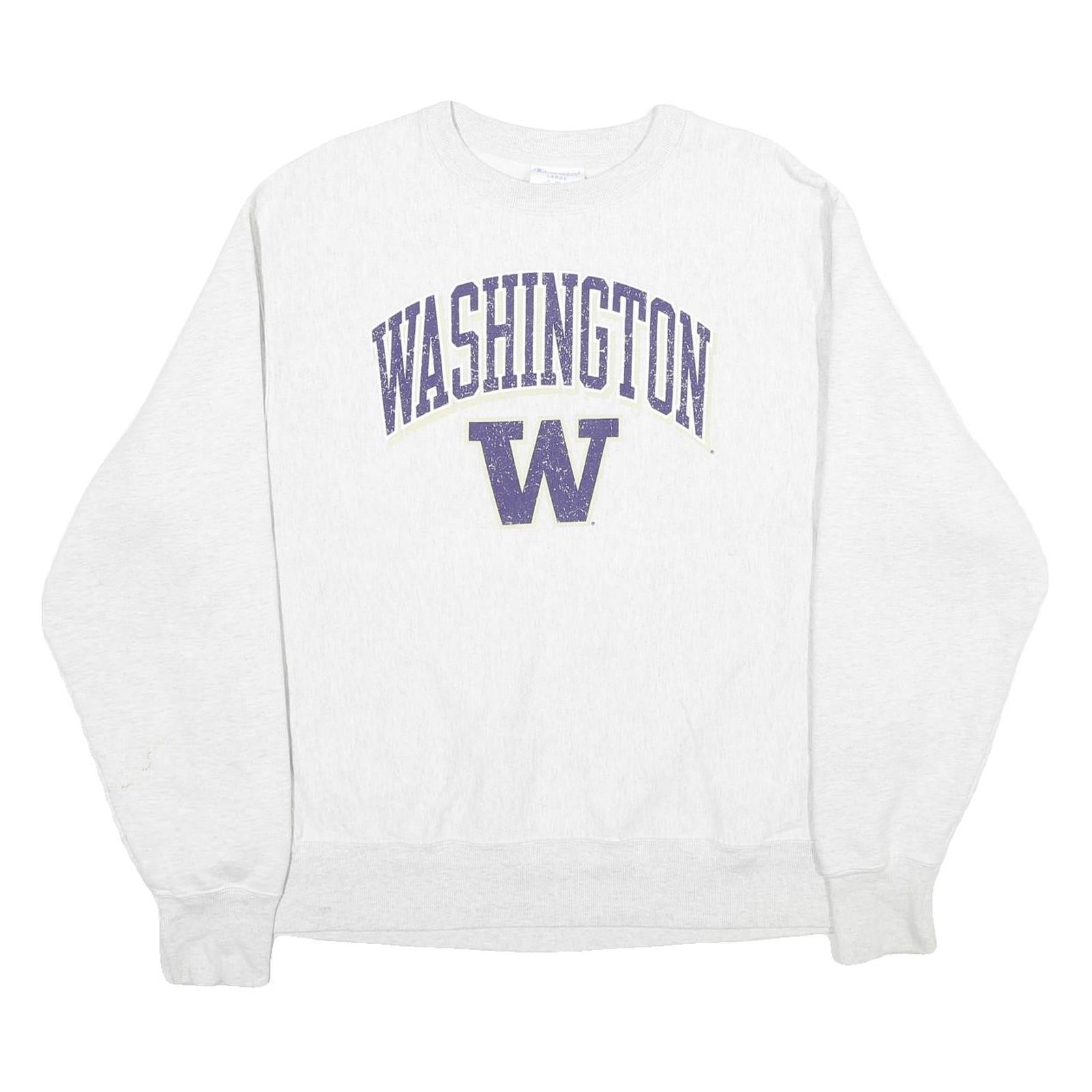 CHAMPION REVERSE WEAVE Mens White Washington Crew Neck L Sweatshirt Cotton Blend Refurbished - N/A refurbished available on Cerqular