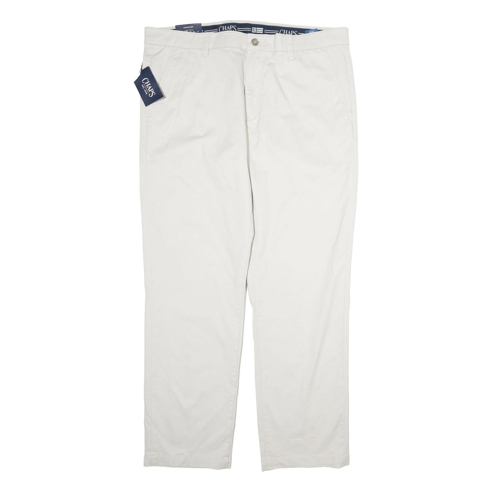 CHAPS Mens Cotton White Regular Fit Straight Leg Trousers W40 L33 Casual Comfort Refurbished - N/A refurbished available on Cerqular