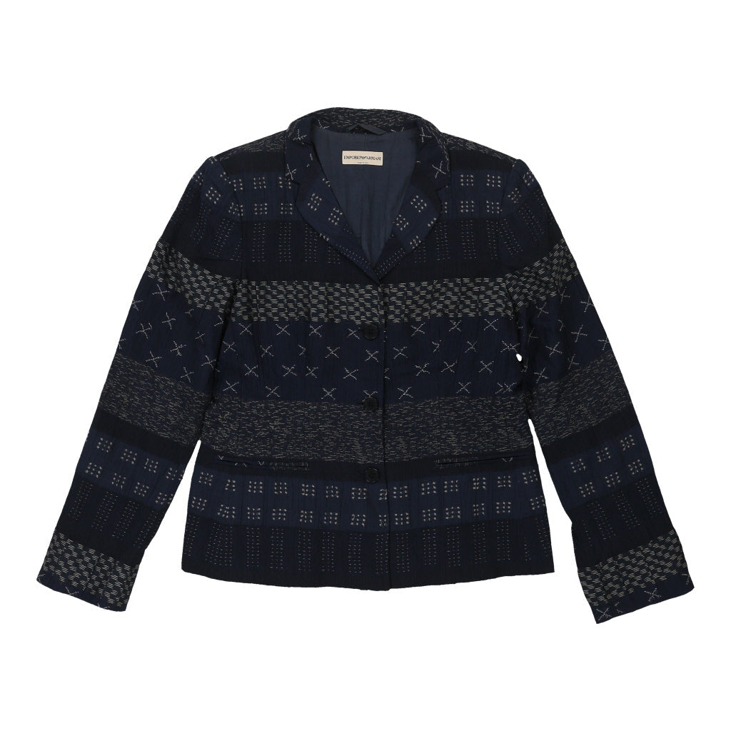 Emporio Armani Blazer - Medium Navy Nylon Blend Refurbished - Thrifted (note: this is a term often used to describe second- refurbished available on Cerqular