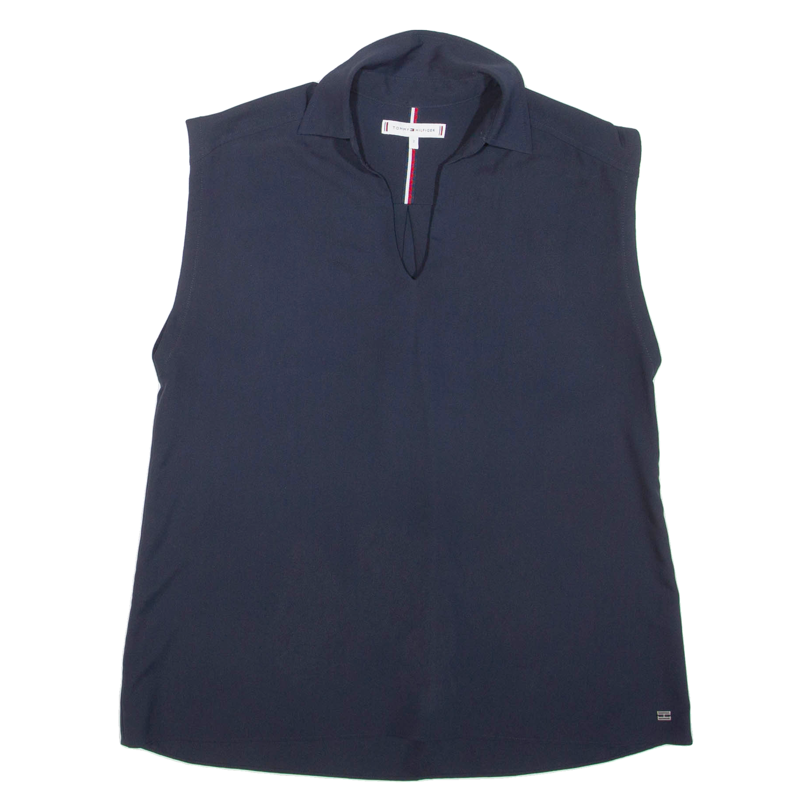 TOMMY HILFIGER Womens Blouse Blue V-Neck Sleeveless S Refurbished - N/A refurbished available on Cerqular