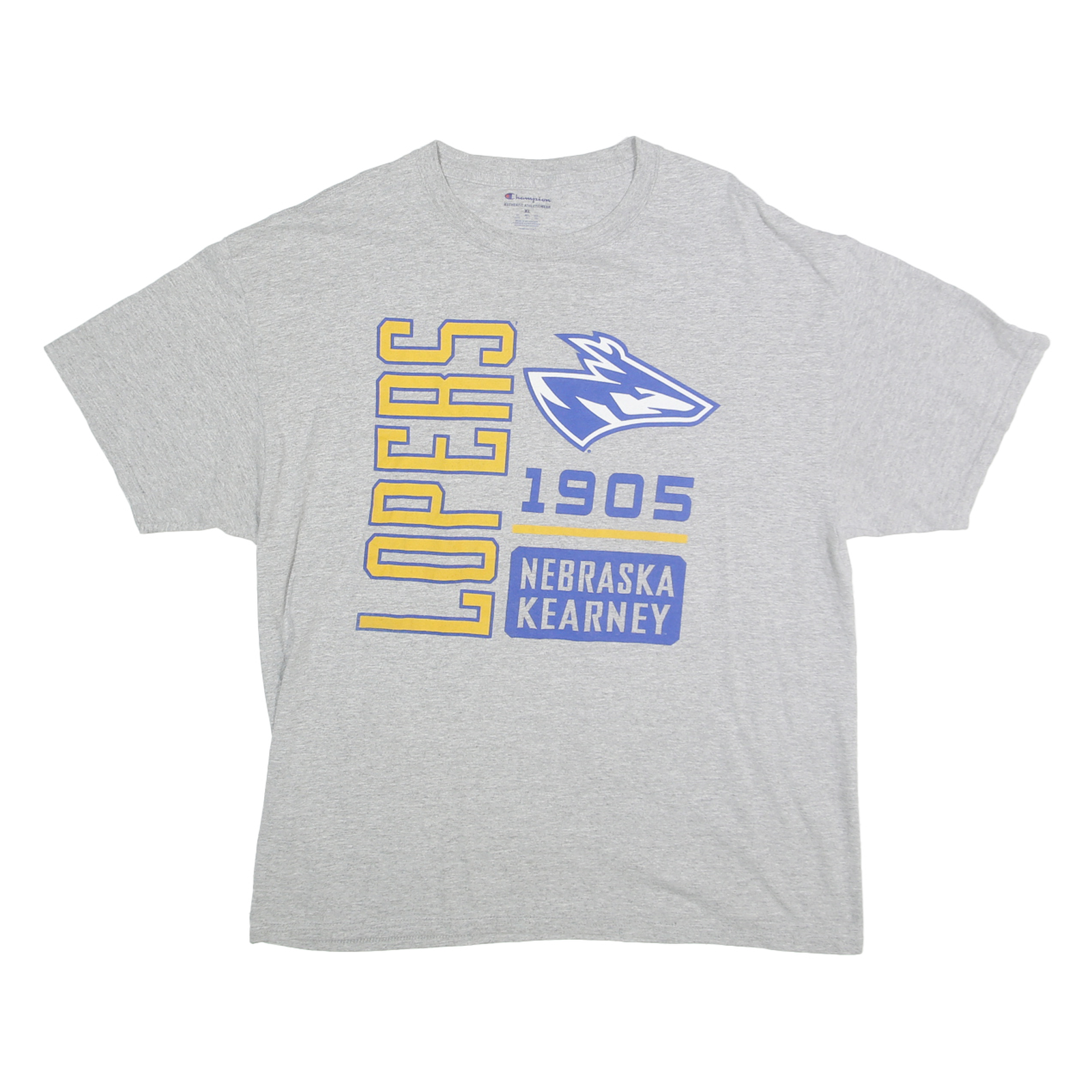 CHAMPION Mens Grey Lopers Graphic T-Shirt XL Short Sleeve Crew Neck Nebraska Refurbished - N/A refurbished available on Cerqular