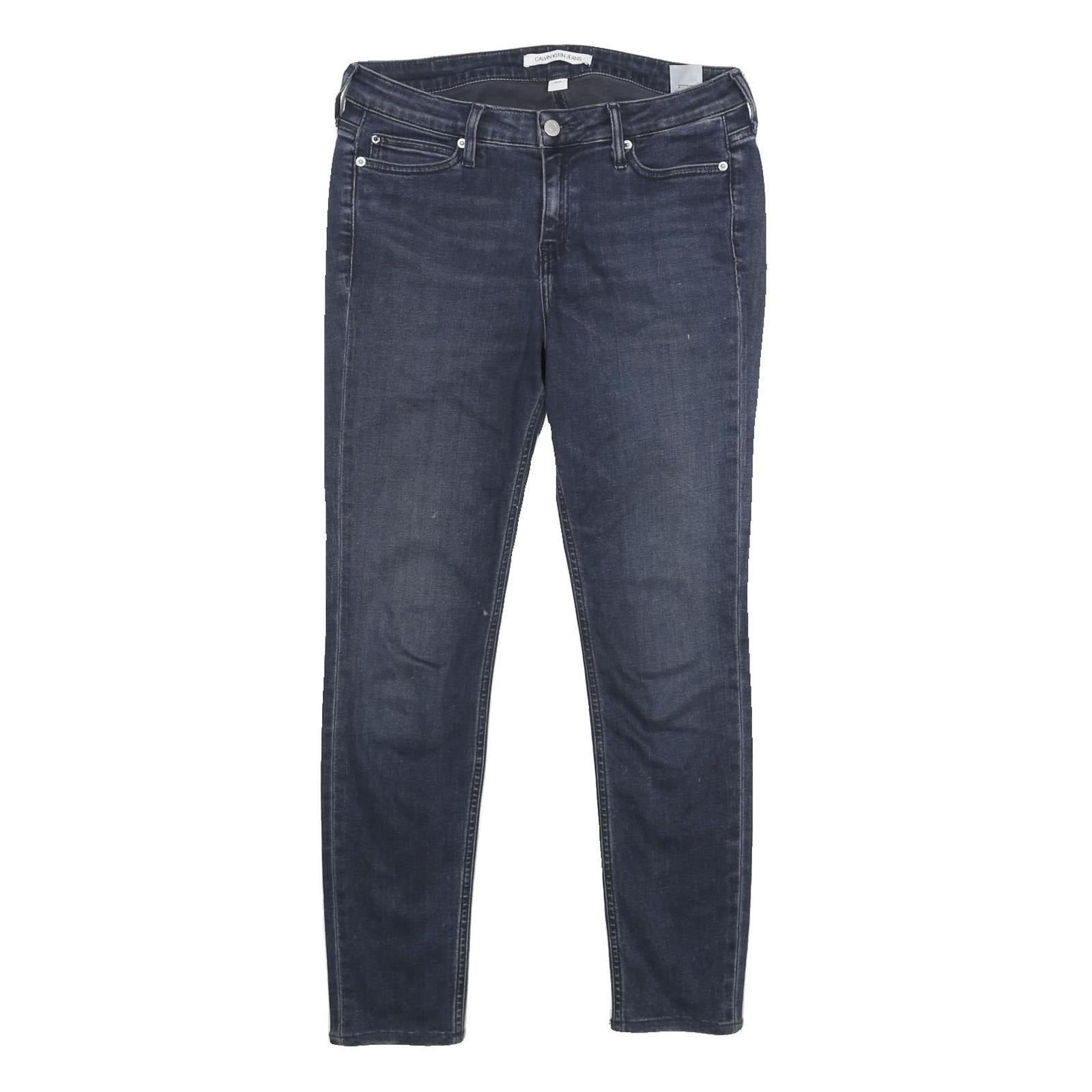 CALVIN KLEIN JEANS Womens Blue Regular Skinny Denim Dark W30 L28 Zip Pocket Refurbished - N/A refurbished available on Cerqular