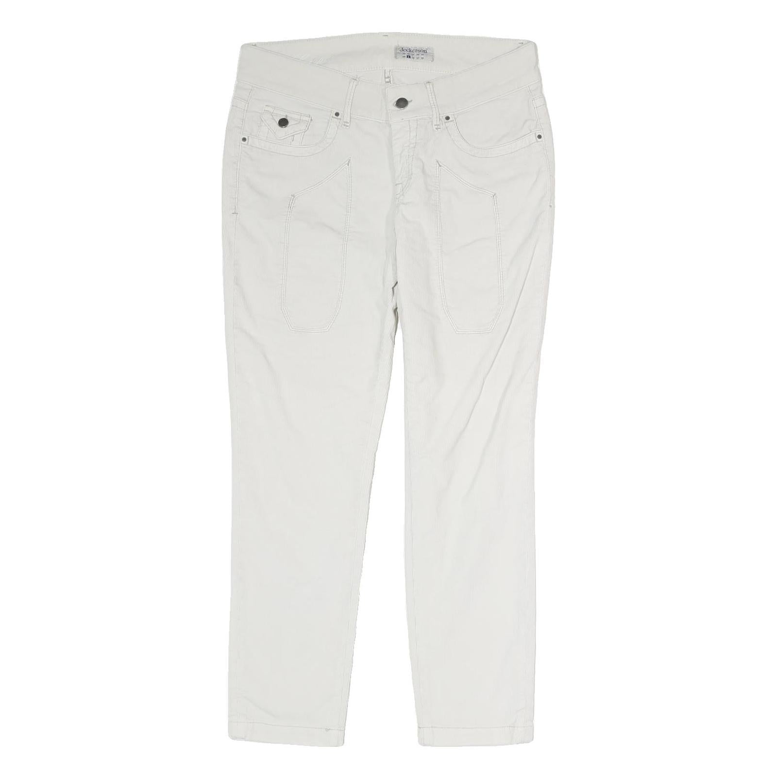 JECKERSON Mens White Cotton Woven Regular Fit Straight Trousers W30 L28 Zip Refurbished - N/A refurbished available on Cerqular