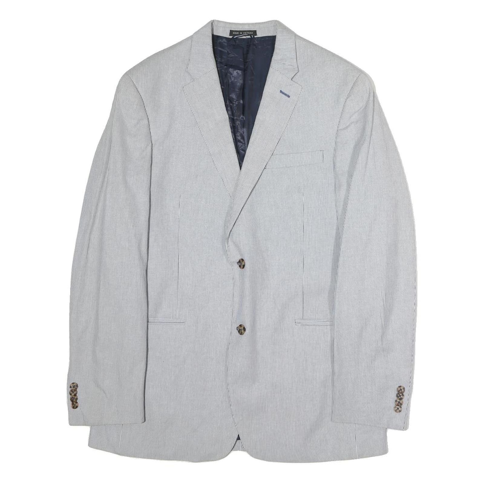 TOMMY HILFIGER Mens Blue White Pinstripe Blazer Jacket XL Cotton Button Classic Refurbished - N/A refurbished available on Cerqular