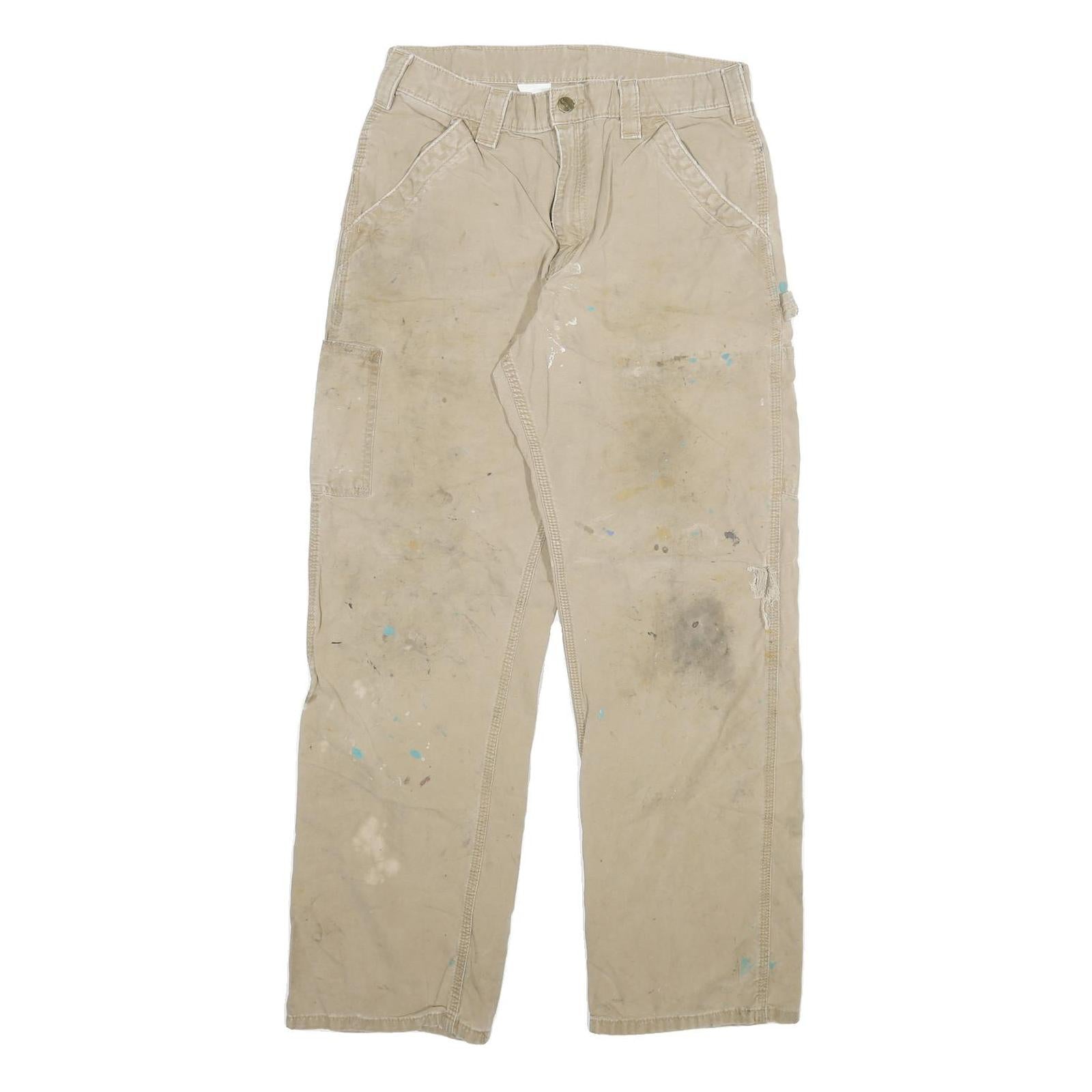 CARHARTT Mens Cotton Blend Beige Relaxed Straight Trousers W30 L29 Workwear Refurbished - N/A refurbished available on Cerqular