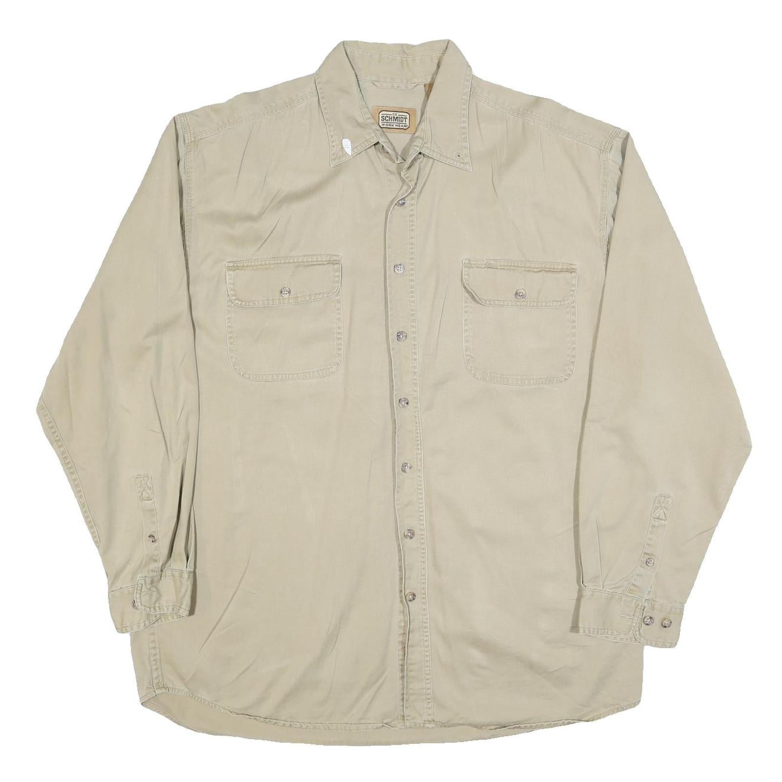 SCHMIDT Mens Beige Casual Shirt XL Cotton Blend Workwear Button Front Refurbished - N/A refurbished available on Cerqular