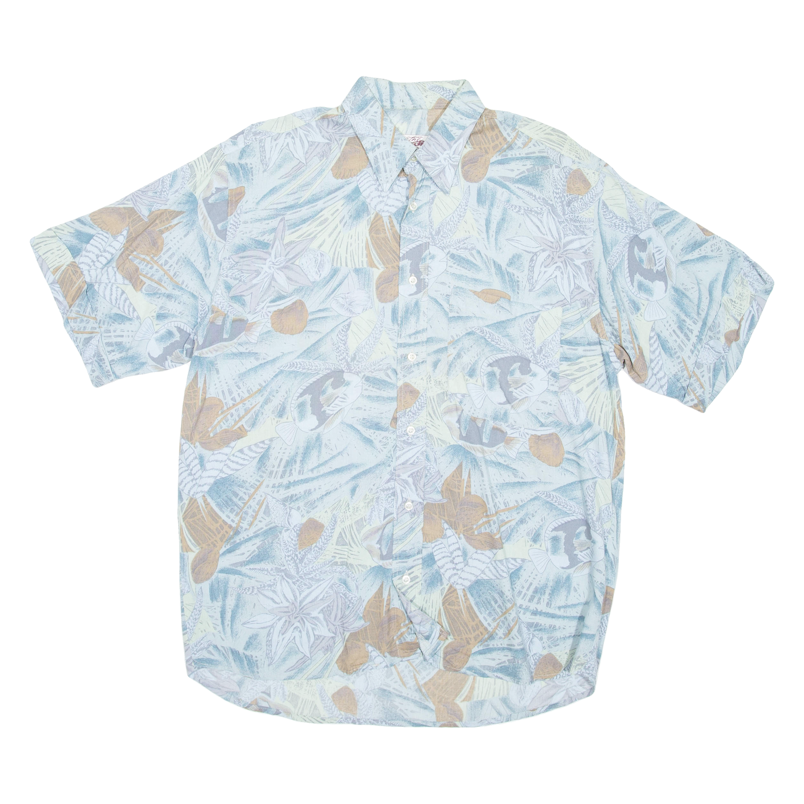 THE GREAT MANHATTAN CLUB Mens Shirt Blue Viscose Crazy Pattern S Refurbished - N/A refurbished available on Cerqular