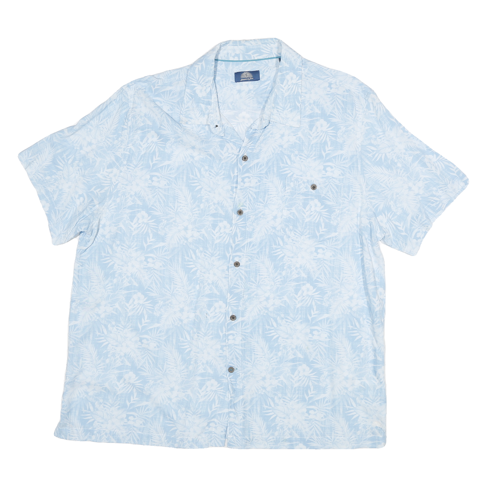 HAVANA JIM Mens Blue & White Rayon Shirt XL Tropical Floral Pattern Casual Refurbished - N/A refurbished available on Cerqular