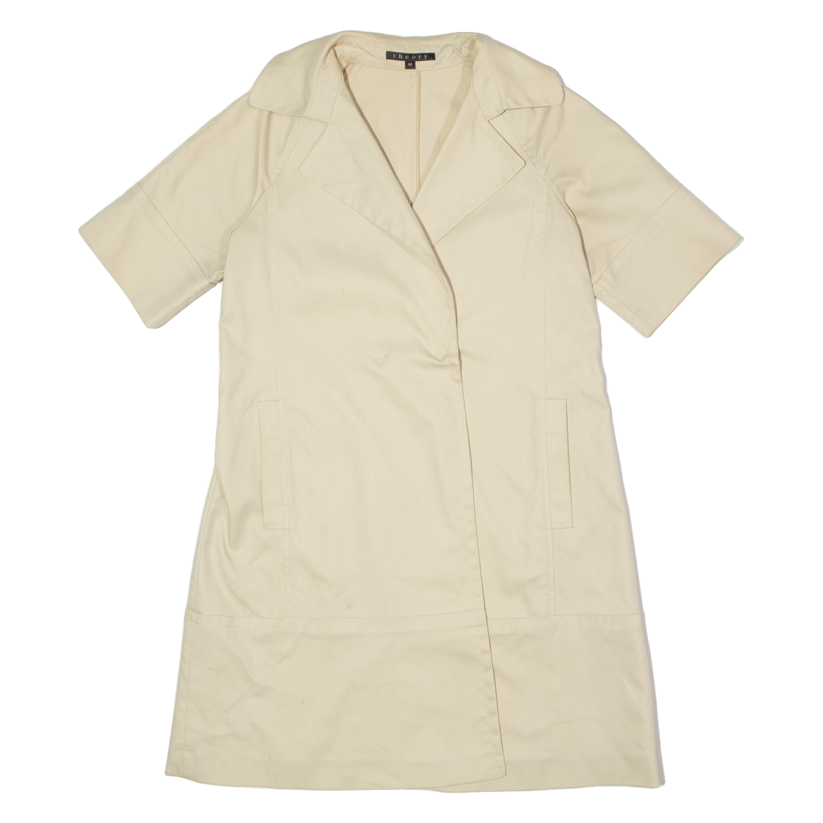 THEORY Womens Overcoat Jacket Beige Twill M Refurbished - N/A refurbished available on Cerqular