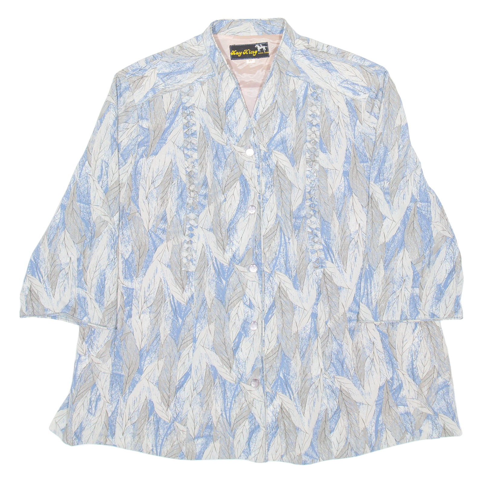 KAY KING Womens Printed Shirt Blue V-Neck 3/4 Sleeve M Refurbished - N/A refurbished available on Cerqular