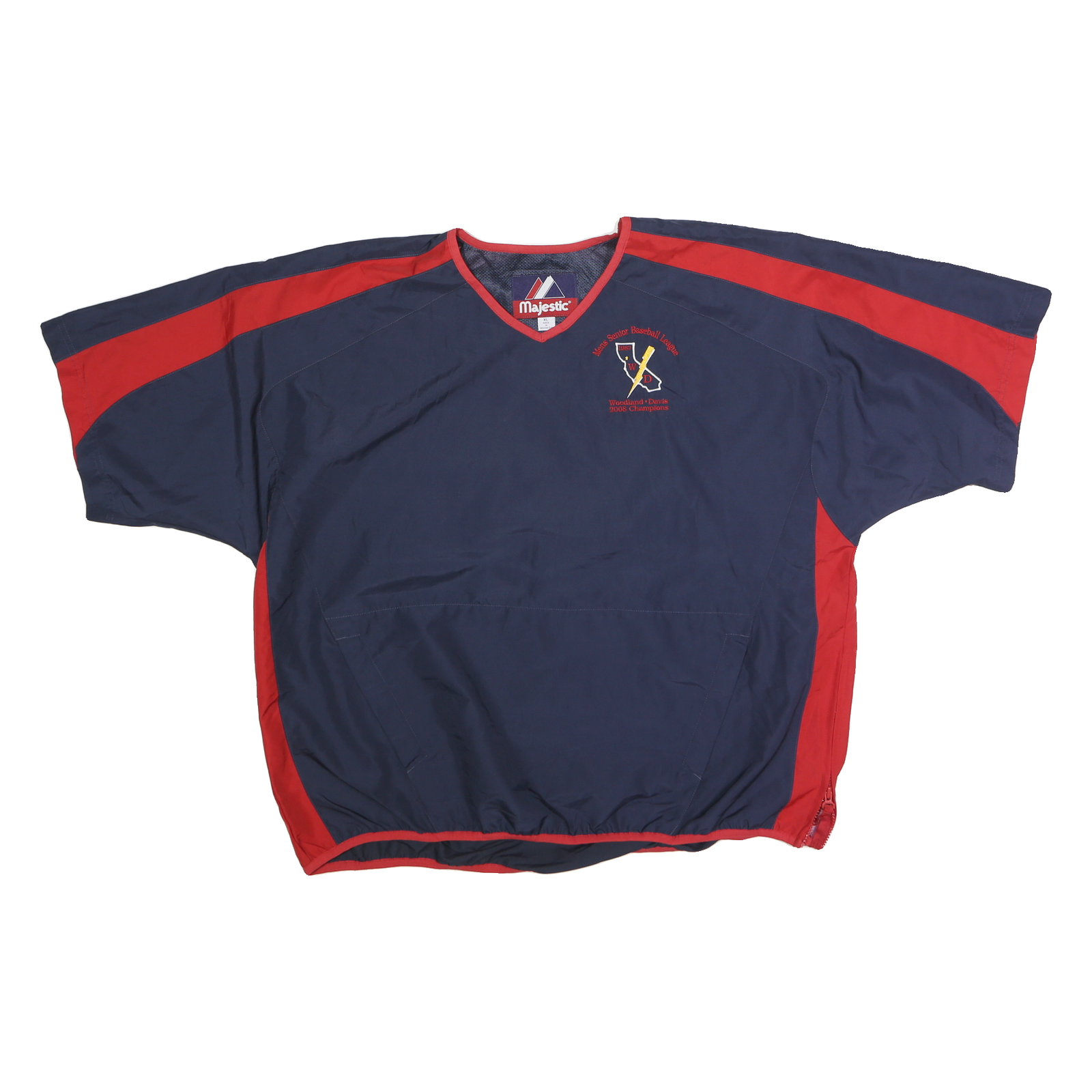 MAJESTIC Mens Navy & Red Baseball V-Neck XL Pullover Sweatshirt Sports Refurbished - N/A refurbished available on Cerqular