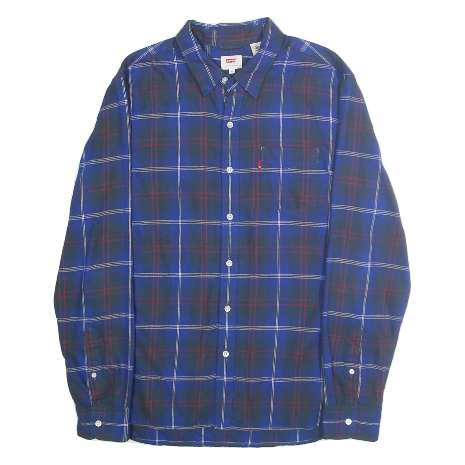 Buy LEVI'S Mens Blue & Red Check Shirt M Casual Cotton Button-Down Long Sleeve Refurbished - $45.49 LEVI'S Mens Blue & Red Check Shirt M Casual Cotton Button-Down Long Sleeve Refurbished - N/A refurbished available on Cerqular