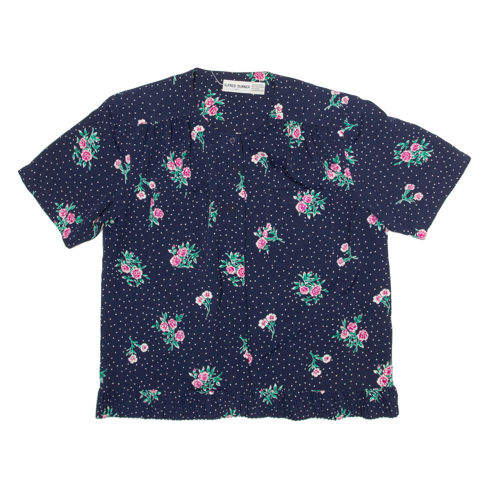 ALFRED DUNNER Womens Printed Blouse Blue Floral M Refurbished - N/A refurbished available on Cerqular