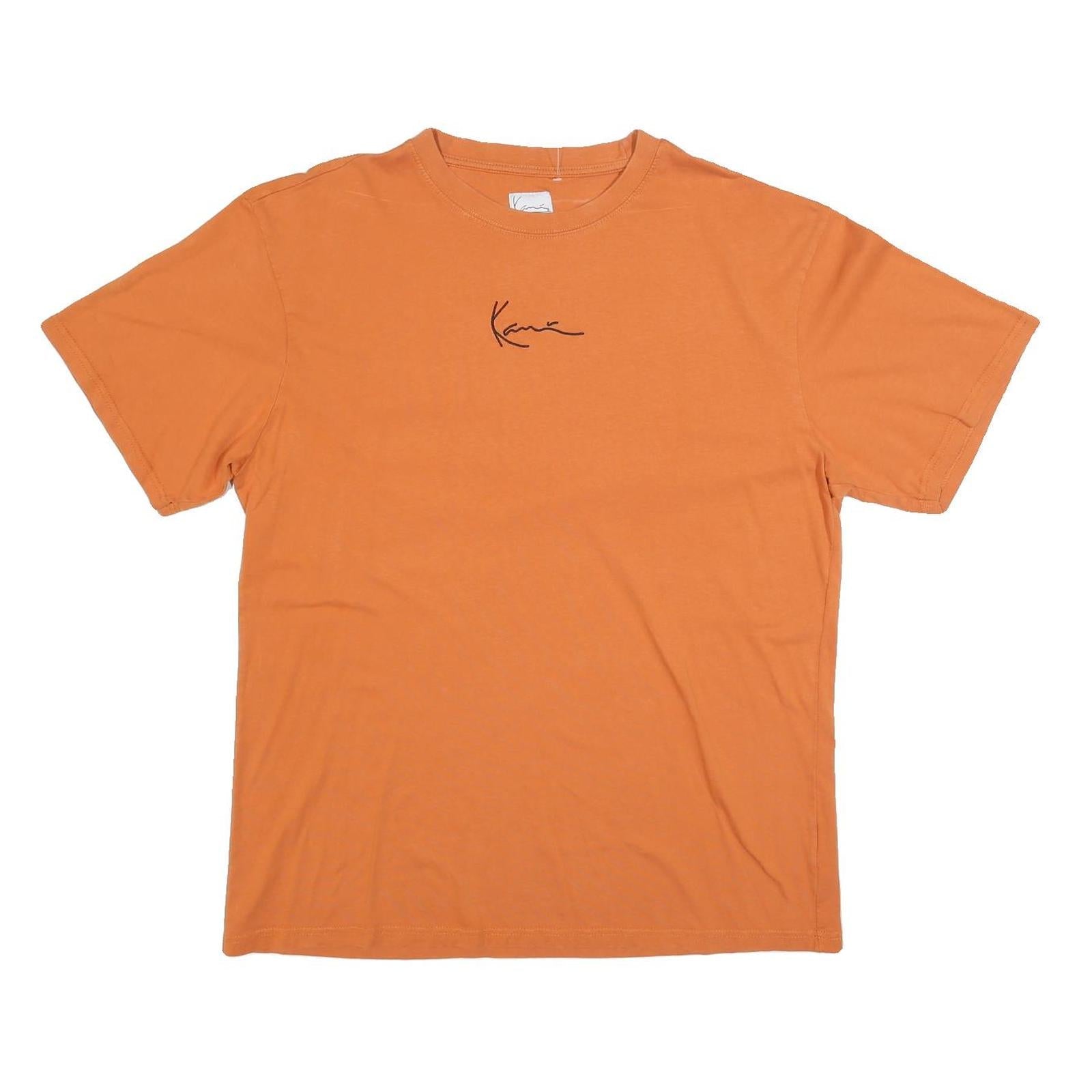 KARL KANI Mens Orange Cotton Blend T-Shirt L Short Sleeve Crew Neck Minimal Logo Refurbished - N/A refurbished available on Cerqular