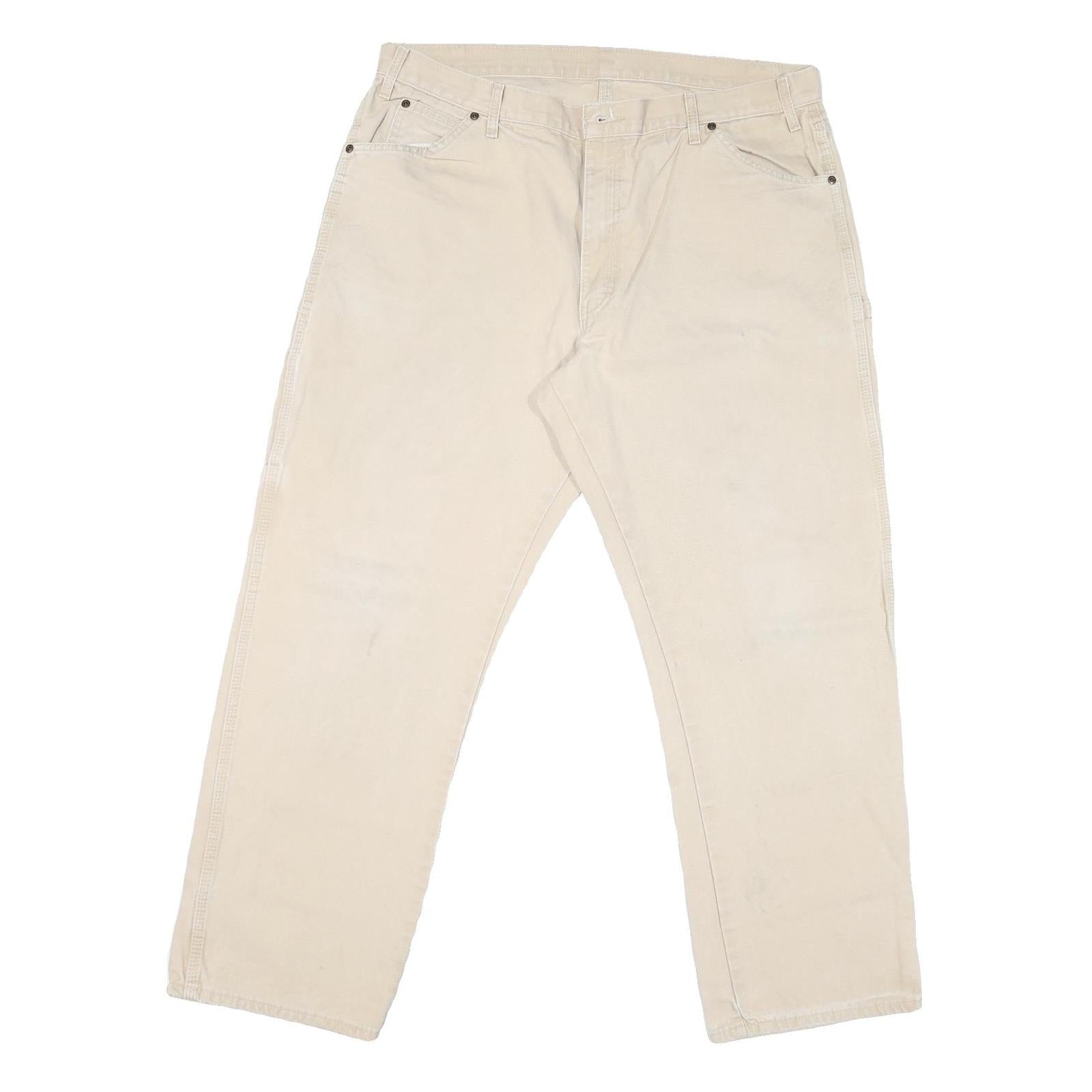 DICKIES Mens Regular Fit Beige Cotton Blend Jeans W40 L31 Zip Pockets Workwear Refurbished - N/A refurbished available on Cerqular