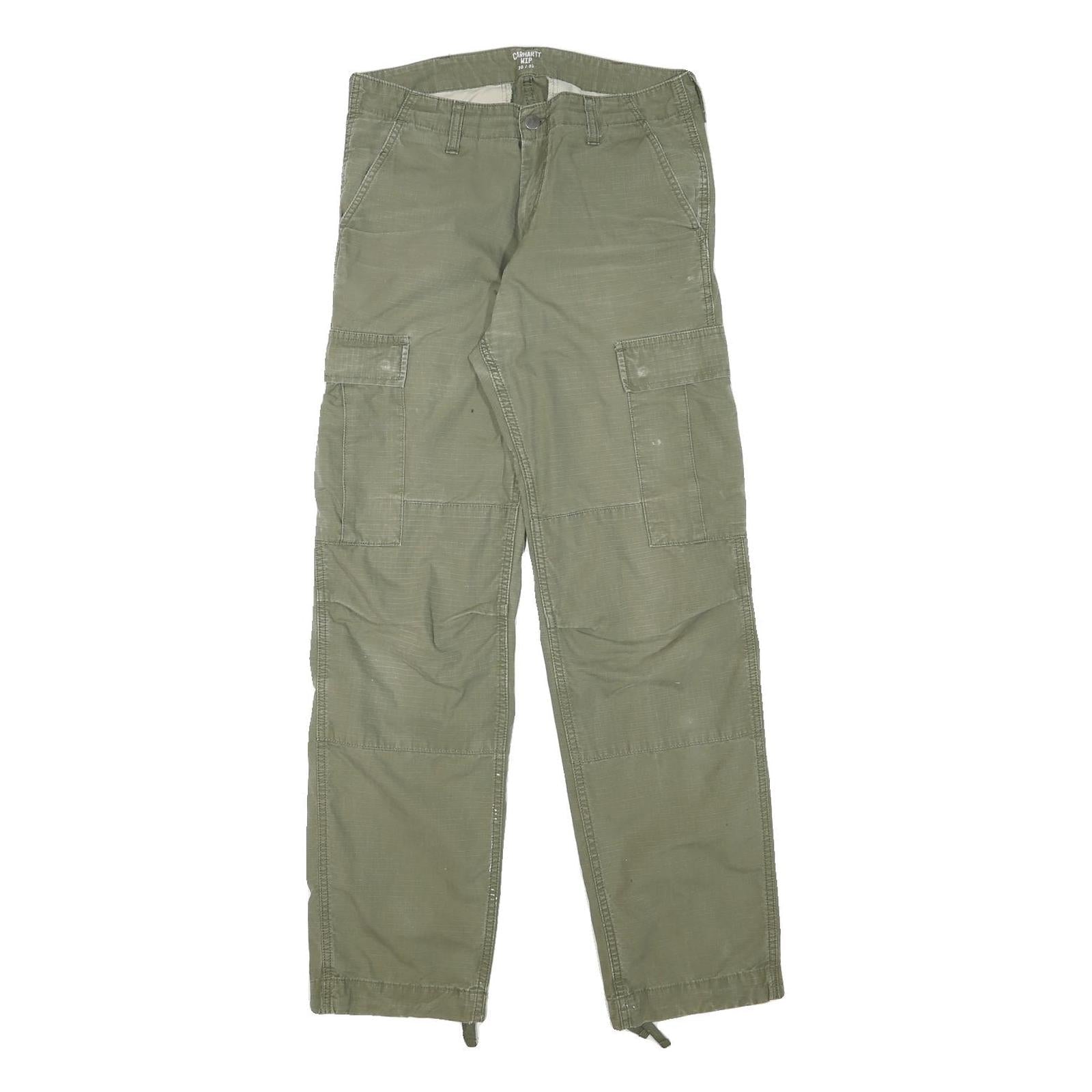 CARHARTT Mens Cotton Blend Green Regular Fit Straight Leg Trousers W30 L32 Refurbished - N/A refurbished available on Cerqular