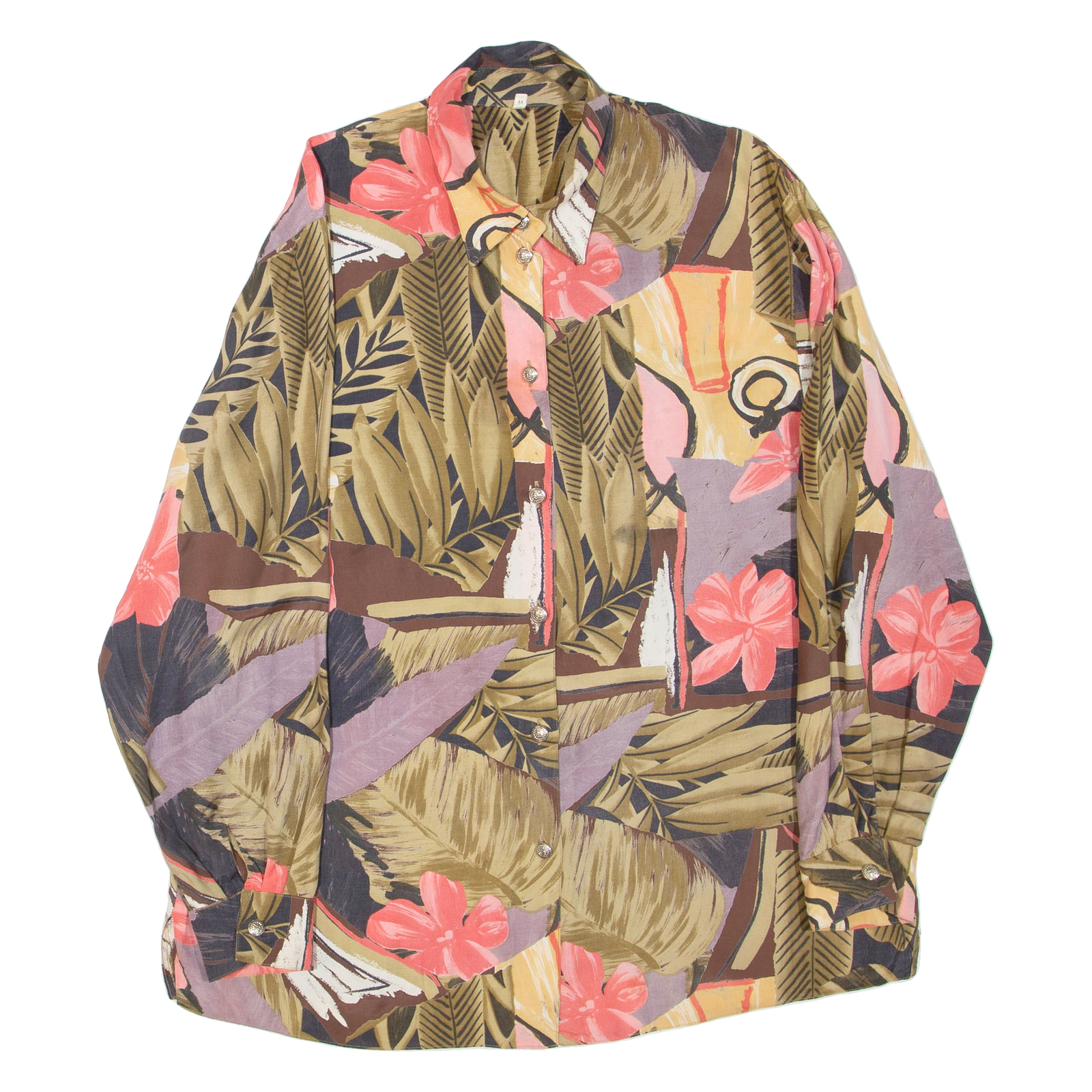 Womens Printed Shirt Black Collared Long Sleeve Crazy Pattern 2XL Refurbished - N/A refurbished available on Cerqular