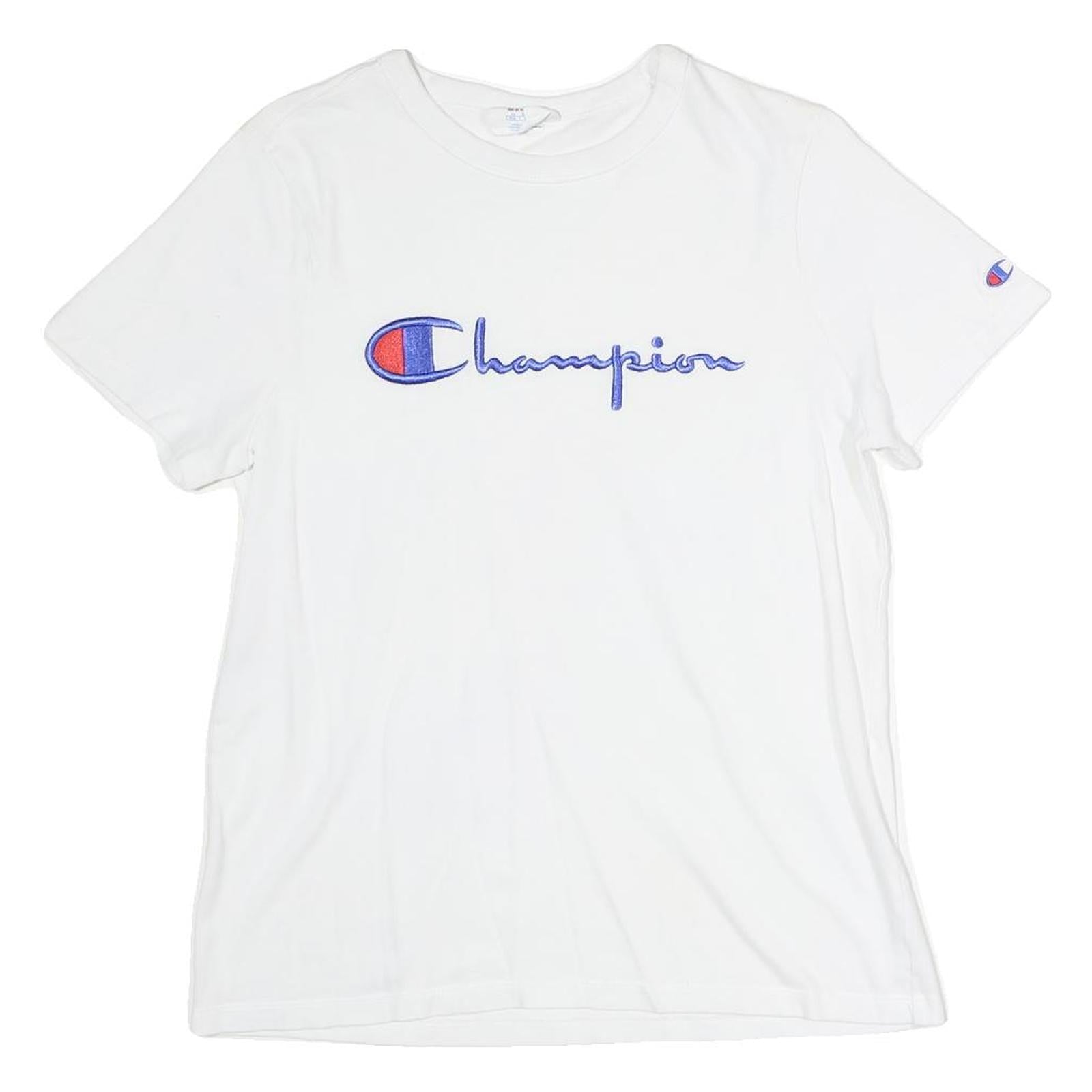 CHAMPION Womens White Graphic T-Shirt M Short Sleeve Crew Neck Cotton Casual Refurbished - N/A refurbished available on Cerqular