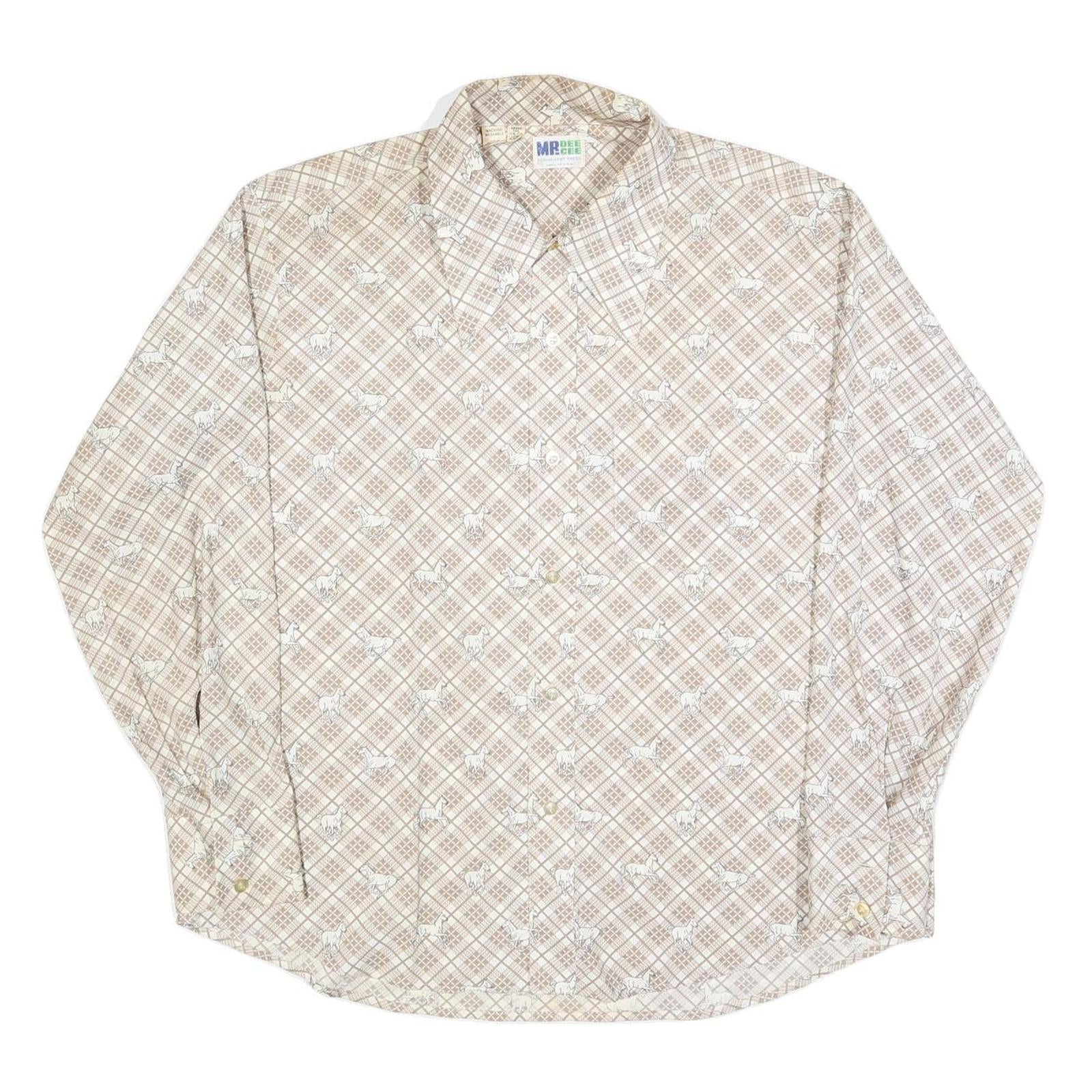 MR DEECEE Mens Beige Check Shirt XL Cotton Blend Long Sleeve Button Closure Refurbished - N/A refurbished available on Cerqular