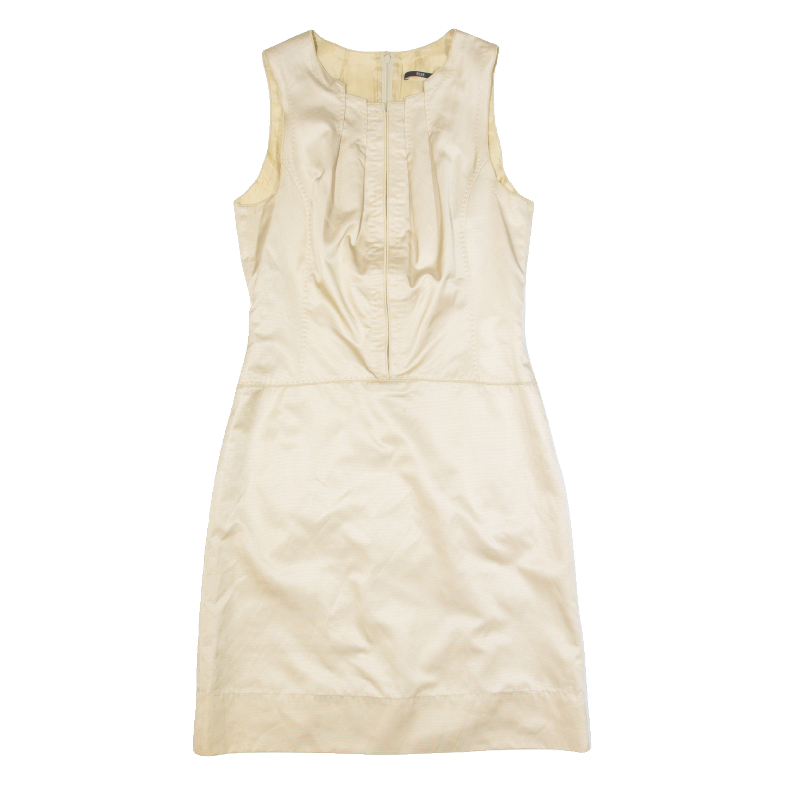 HUGO BOSS Womens Pencil Dress Gold Silk Sleeveless Knee Length UK 10 Refurbished - N/A refurbished available on Cerqular