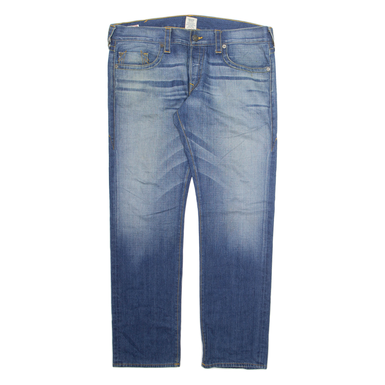 TRUE RELIGION Mens Jeans Blue Regular Straight Stone Wash W38 L39 Refurbished - N/A refurbished available on Cerqular