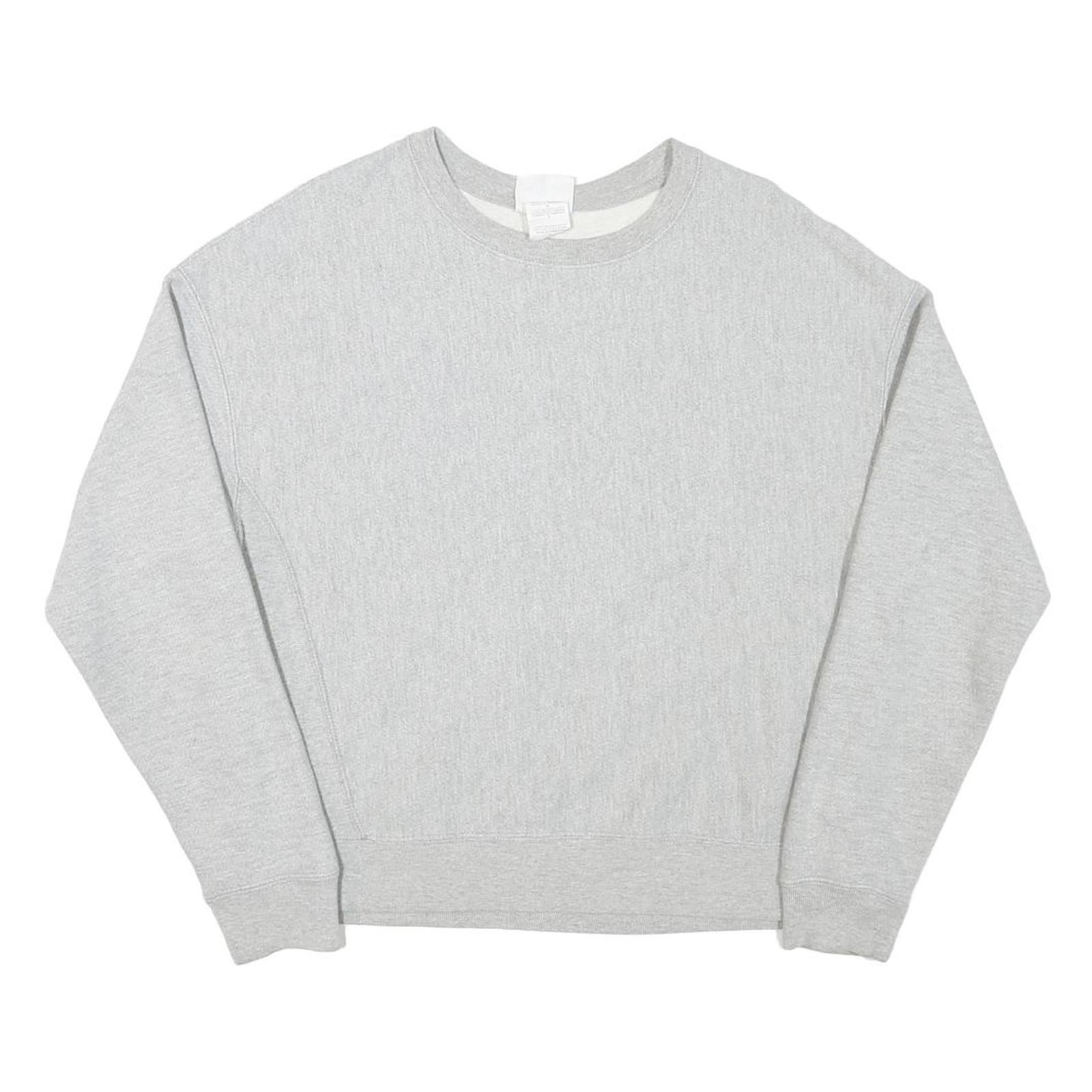 CHAMPION Mens Grey Cotton Blend Crew Neck Sweatshirt L Pullover Classic Logo Refurbished - N/A refurbished available on Cerqular