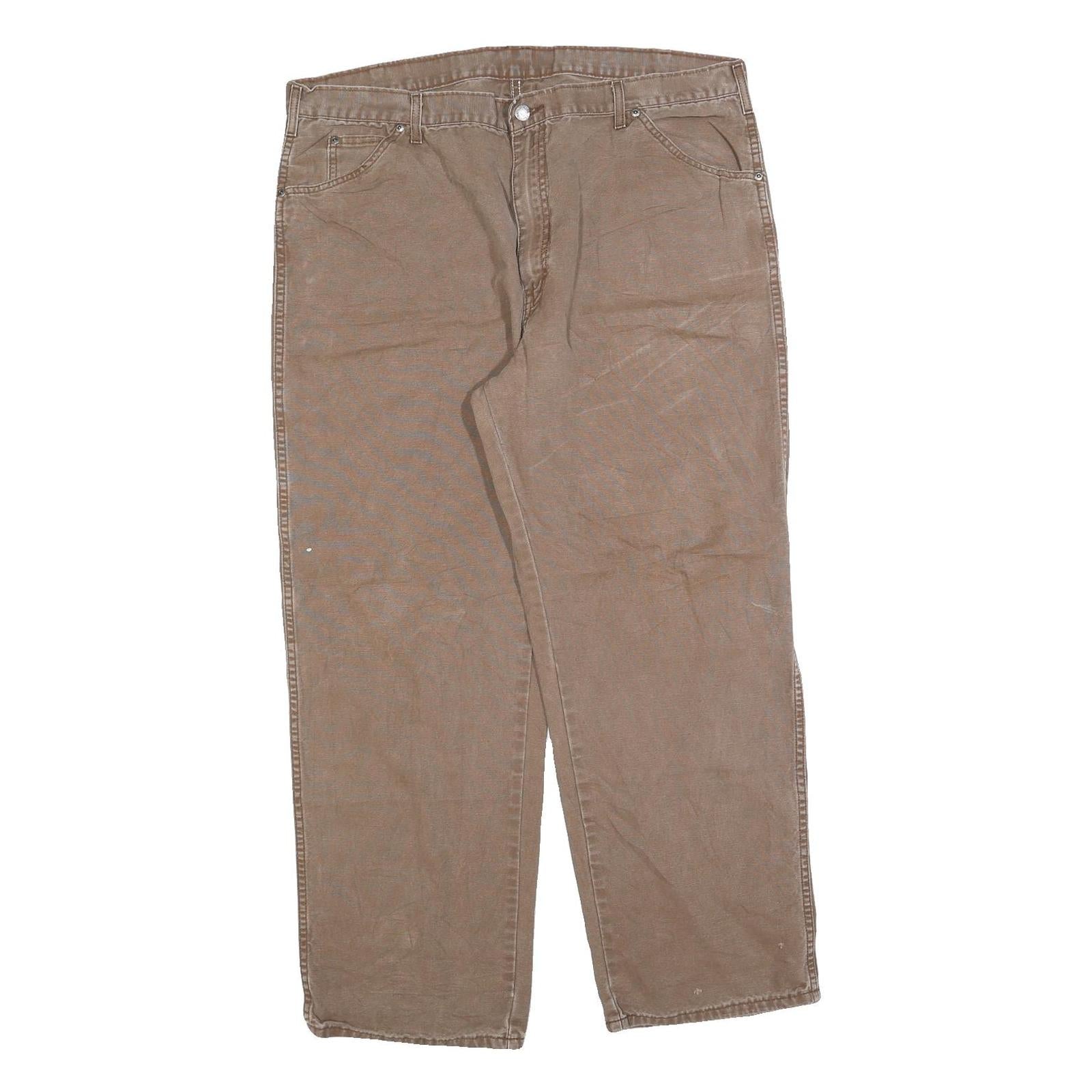DICKIES Mens Cotton Blend Brown Regular Fit Straight Leg Trousers W40 L30 Refurbished - N/A refurbished available on Cerqular