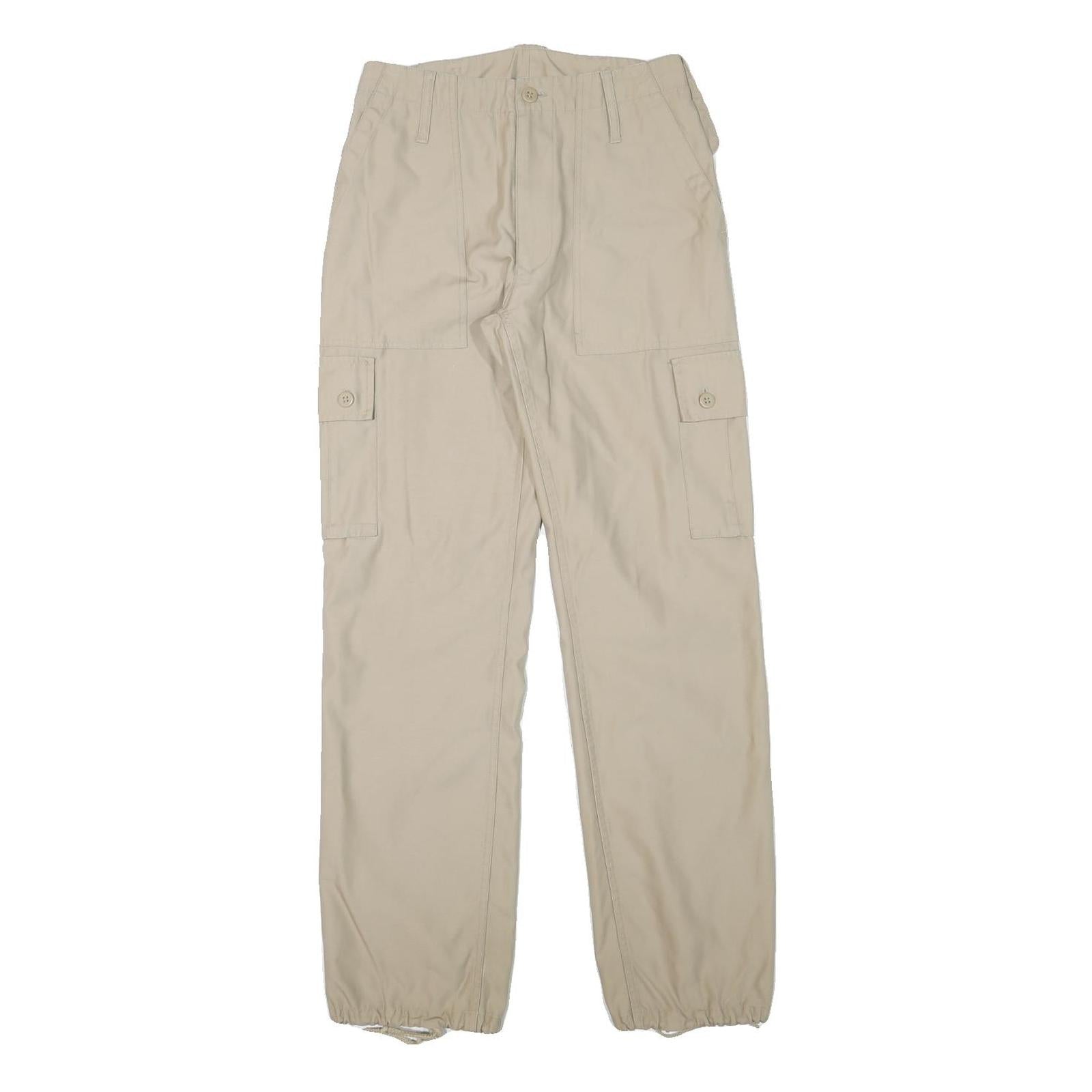 Beige Mens Regular Fit Cargo Cotton Blend Trousers W27 L30 Pocket Zip Closure Refurbished - N/A refurbished available on Cerqular