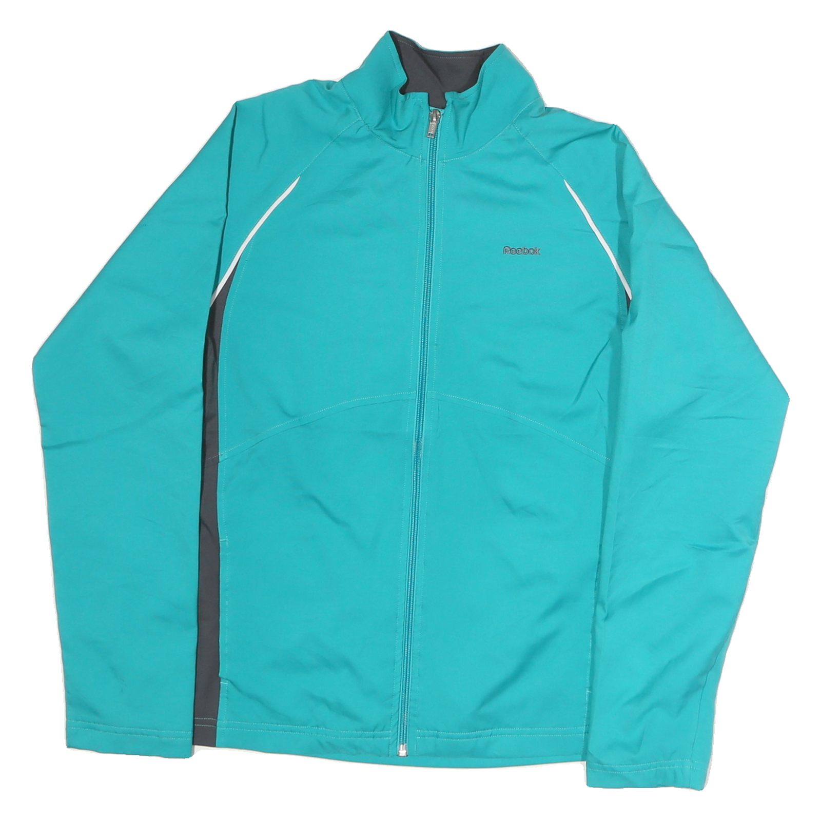 REEBOK Womens Blue & Grey Track Jacket XL Polyester Zip Activewear Sportswear Refurbished - N/A refurbished available on Cerqular