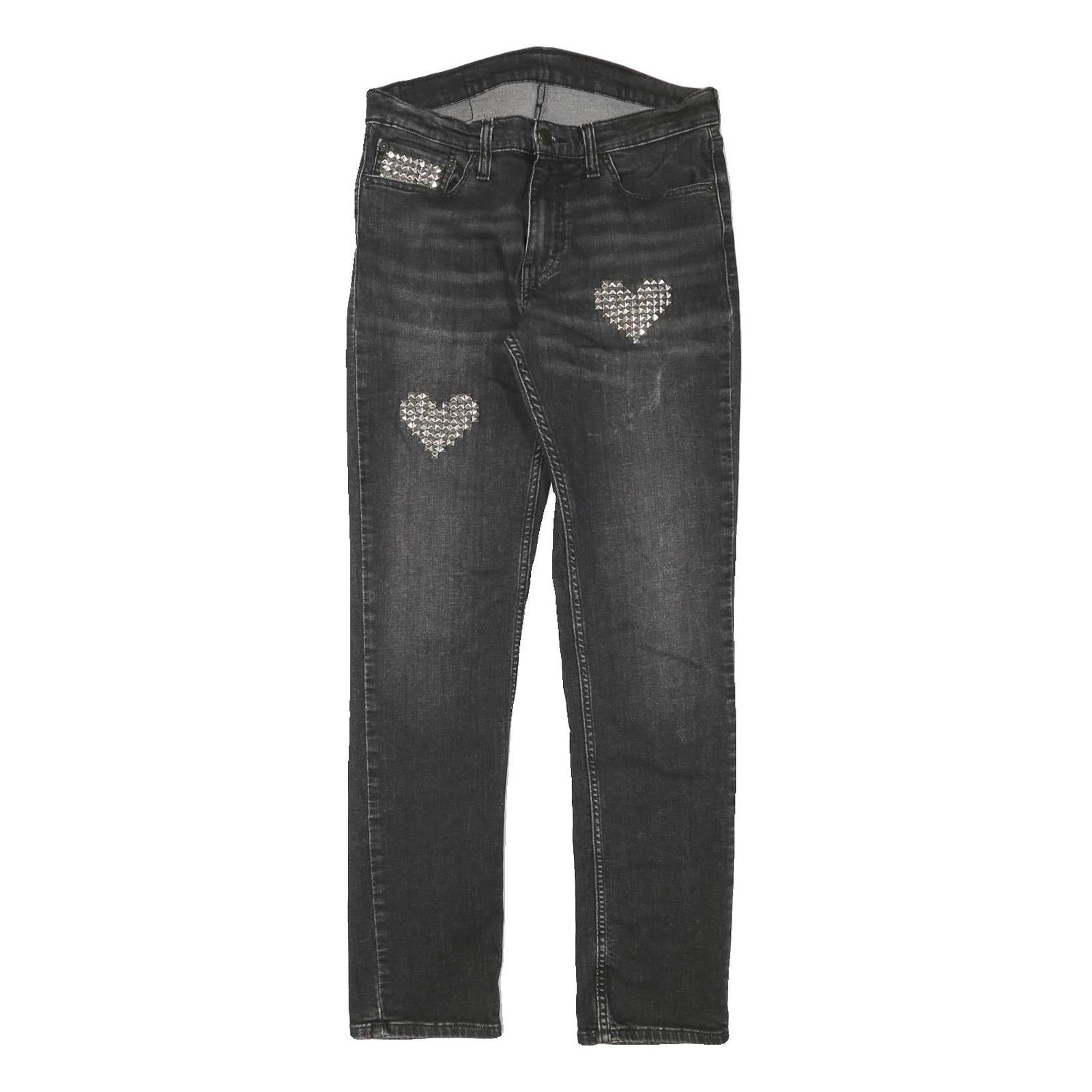 LEVI'S 511 Womens Skinny Black Denim Cotton Blend Slim Fit Zip W30 L31 Studded Refurbished - N/A refurbished available on Cerqular