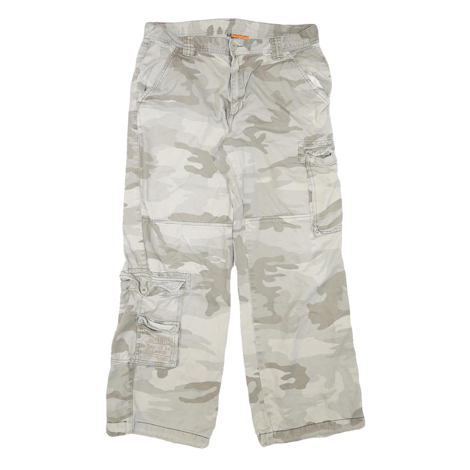 AUTHENTIC STYLE Mens Relaxed Grey Camouflage Cotton Blend Cargo Trousers W32 L29 Refurbished - N/A refurbished available on Cerqular