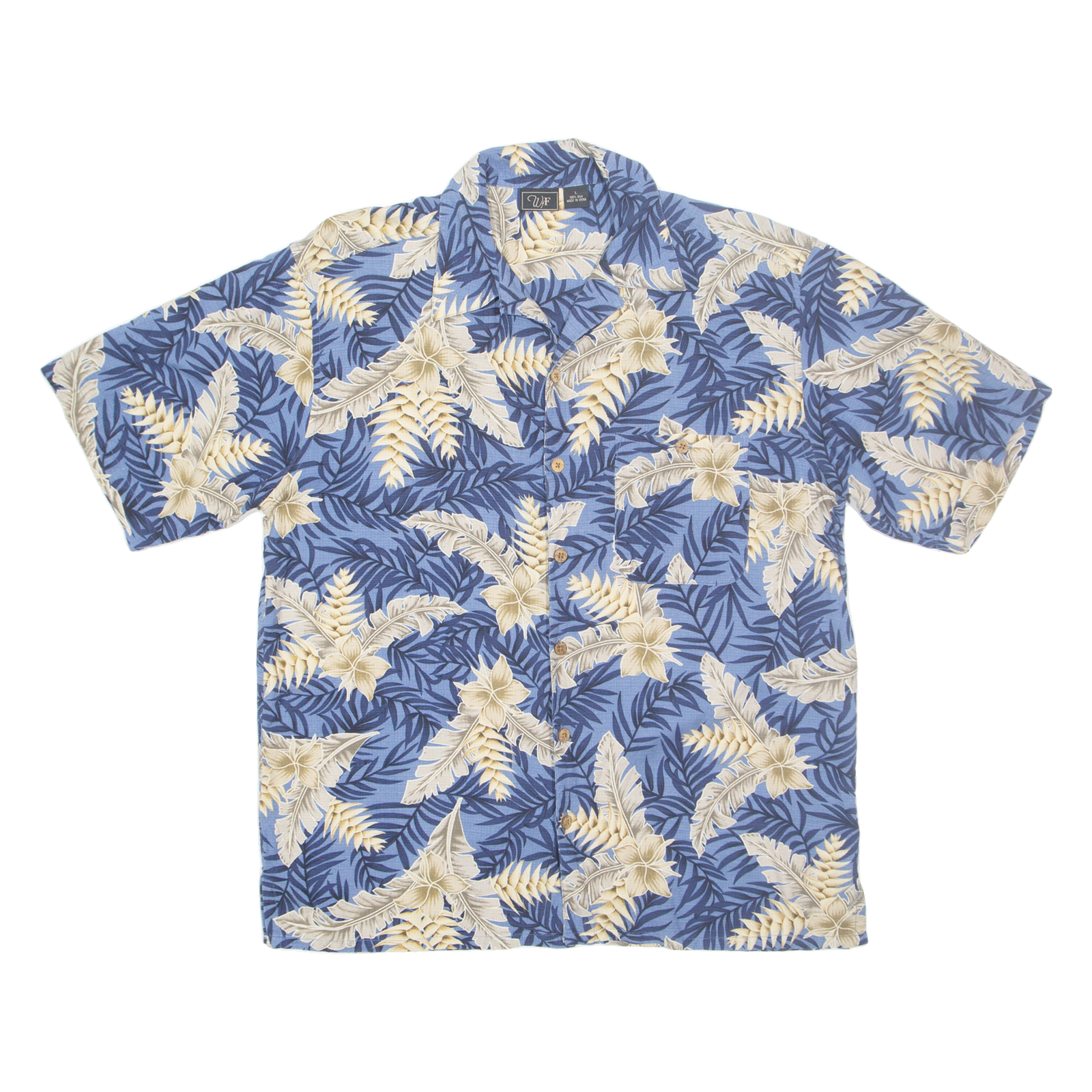 WFF Mens Hawaiian Shirt Blue Floral L Refurbished - N/A refurbished available on Cerqular