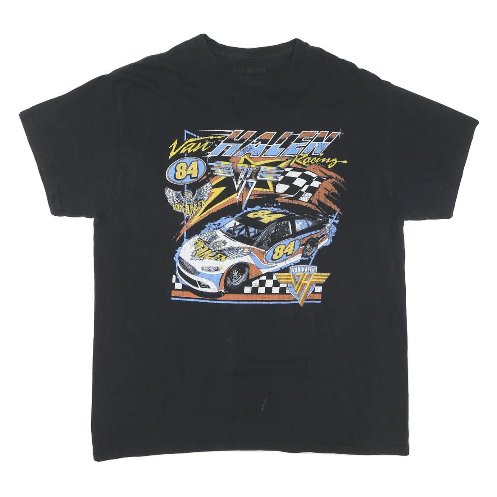VAN HALEN Mens Black Van Halen Racing Graphic T-Shirt M Short Sleeve Crew Neck Refurbished - N/A refurbished available on Cerqular