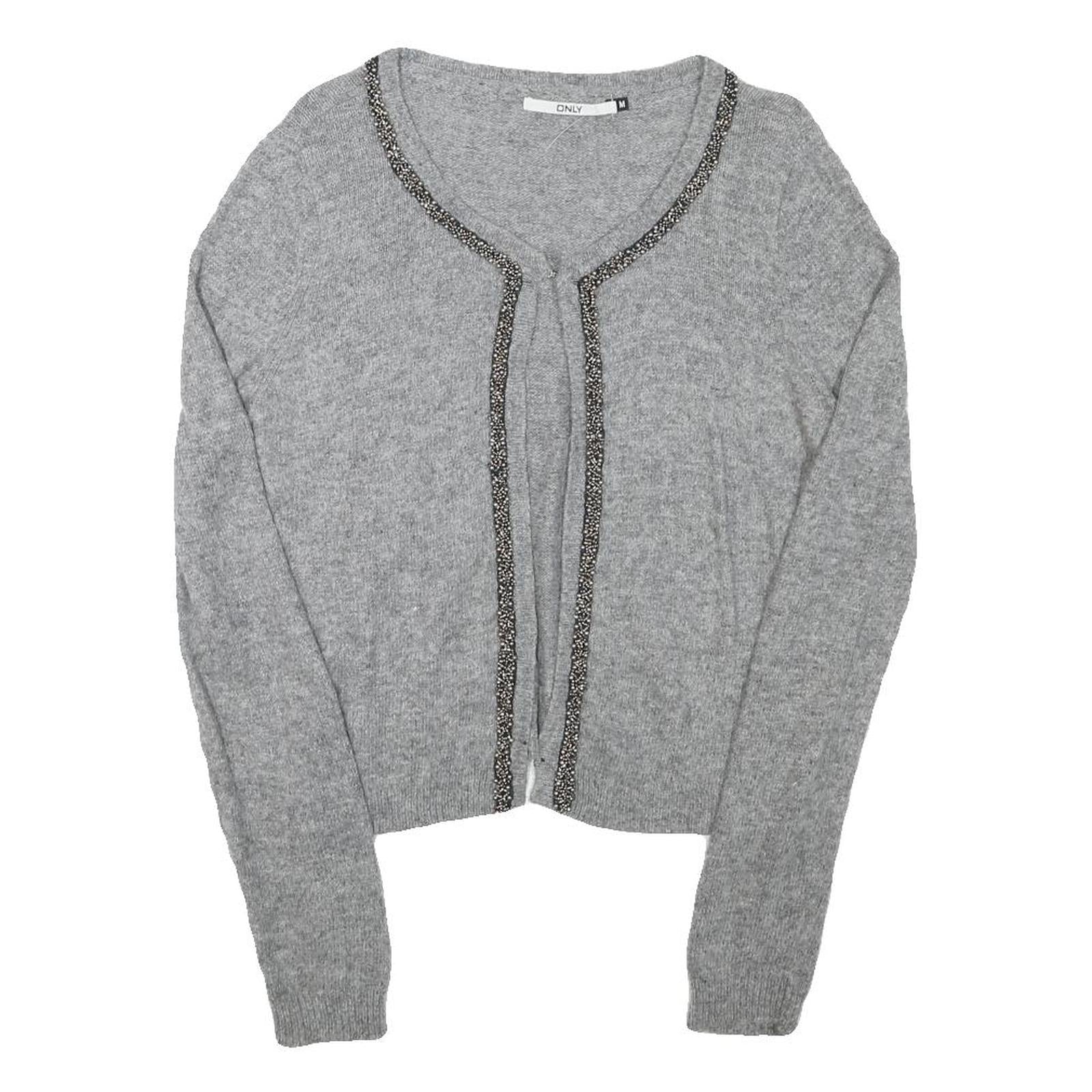 ONLY Womens Grey Plain Jumper Crew Neck Basic Knit M Soft Polyester Blend Refurbished - N/A refurbished available on Cerqular