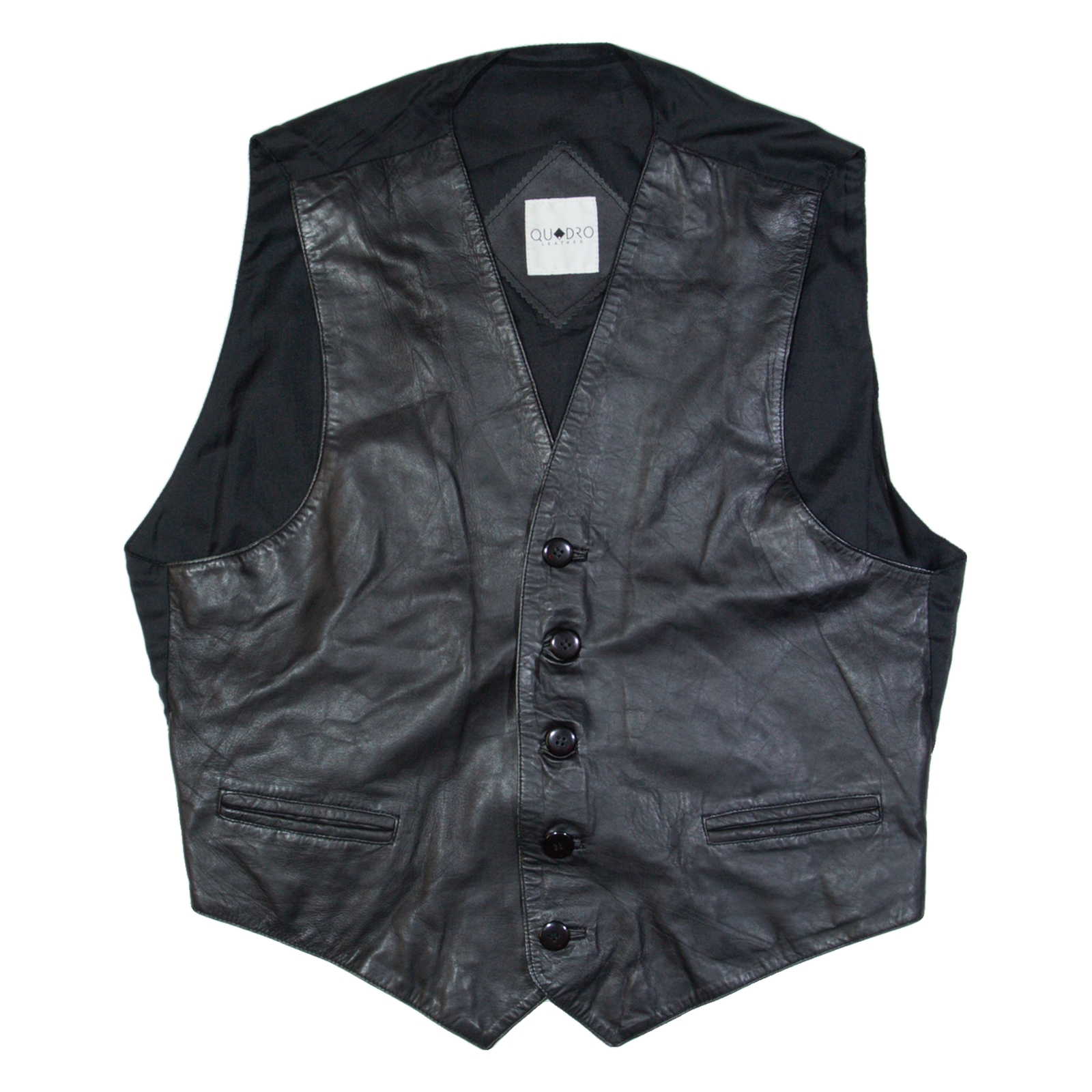 QUADRO Mens Biker Gilet Black Leather L Refurbished - N/A refurbished available on Cerqular