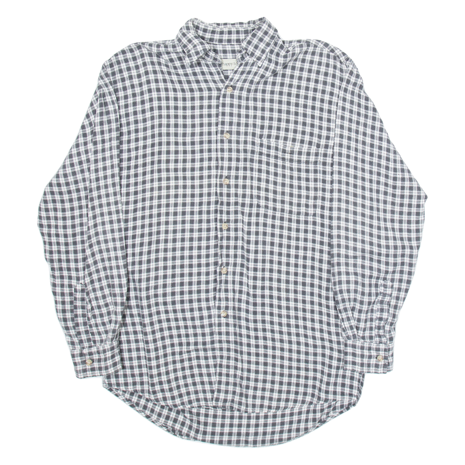 HAPPY LIFE Mens Shirt Black Check Long Sleeve S Refurbished - N/A refurbished available on Cerqular